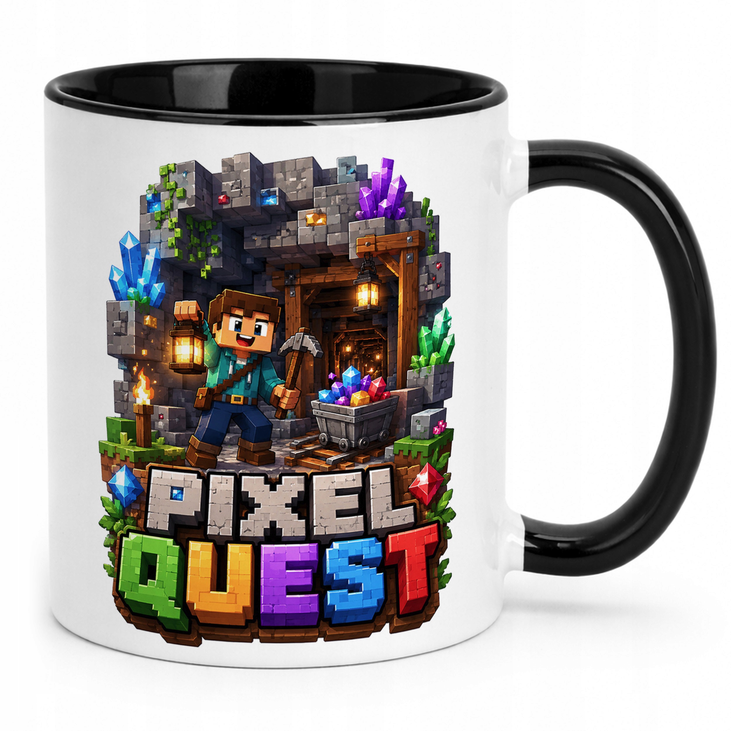 Zestaw Kubek Czarny Poduszka Z Nadrukiem PIXEL Gra Prezent