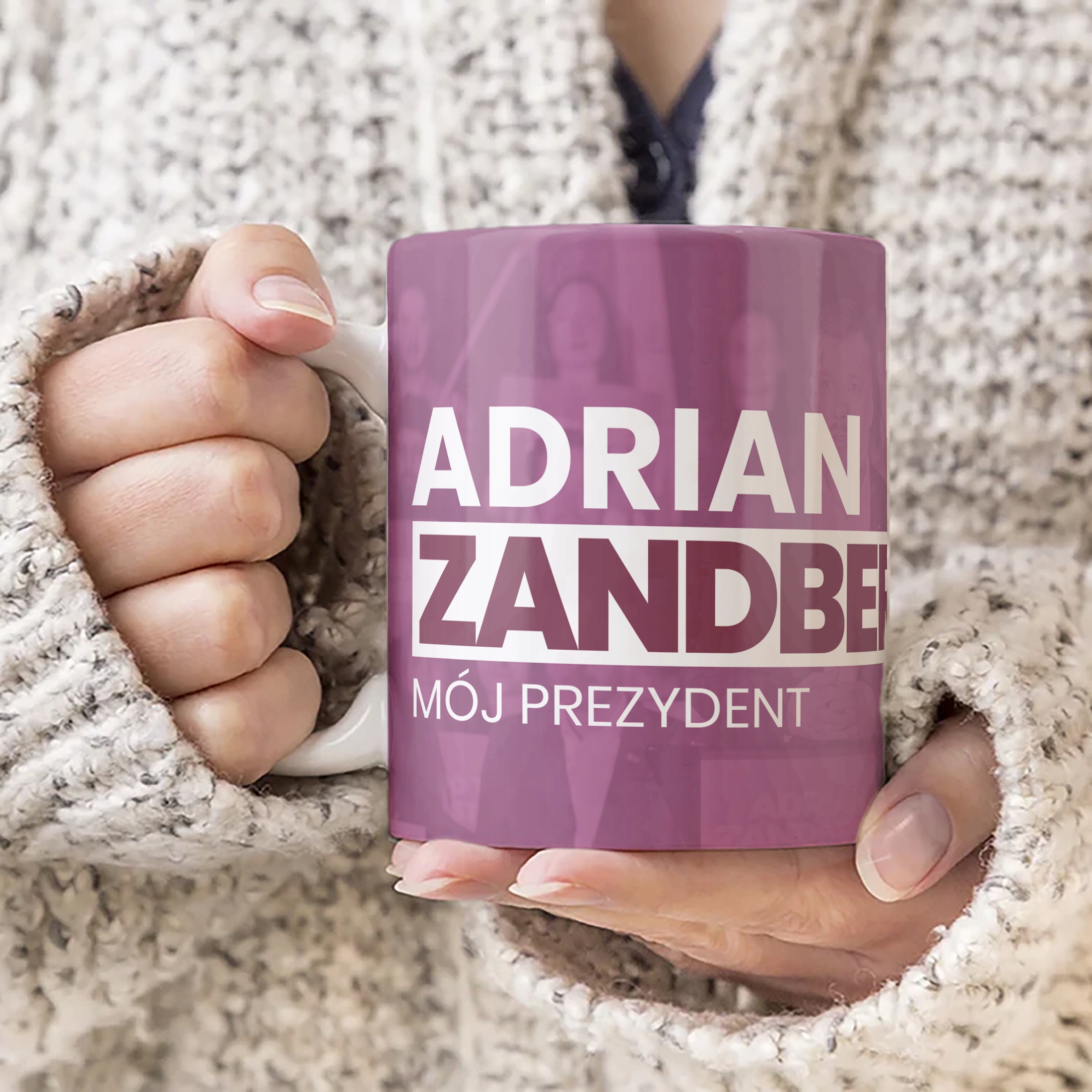 Kubek ceramiczny Adrian Zandberg Mój Prezydent #Zandberg2025 Razem
