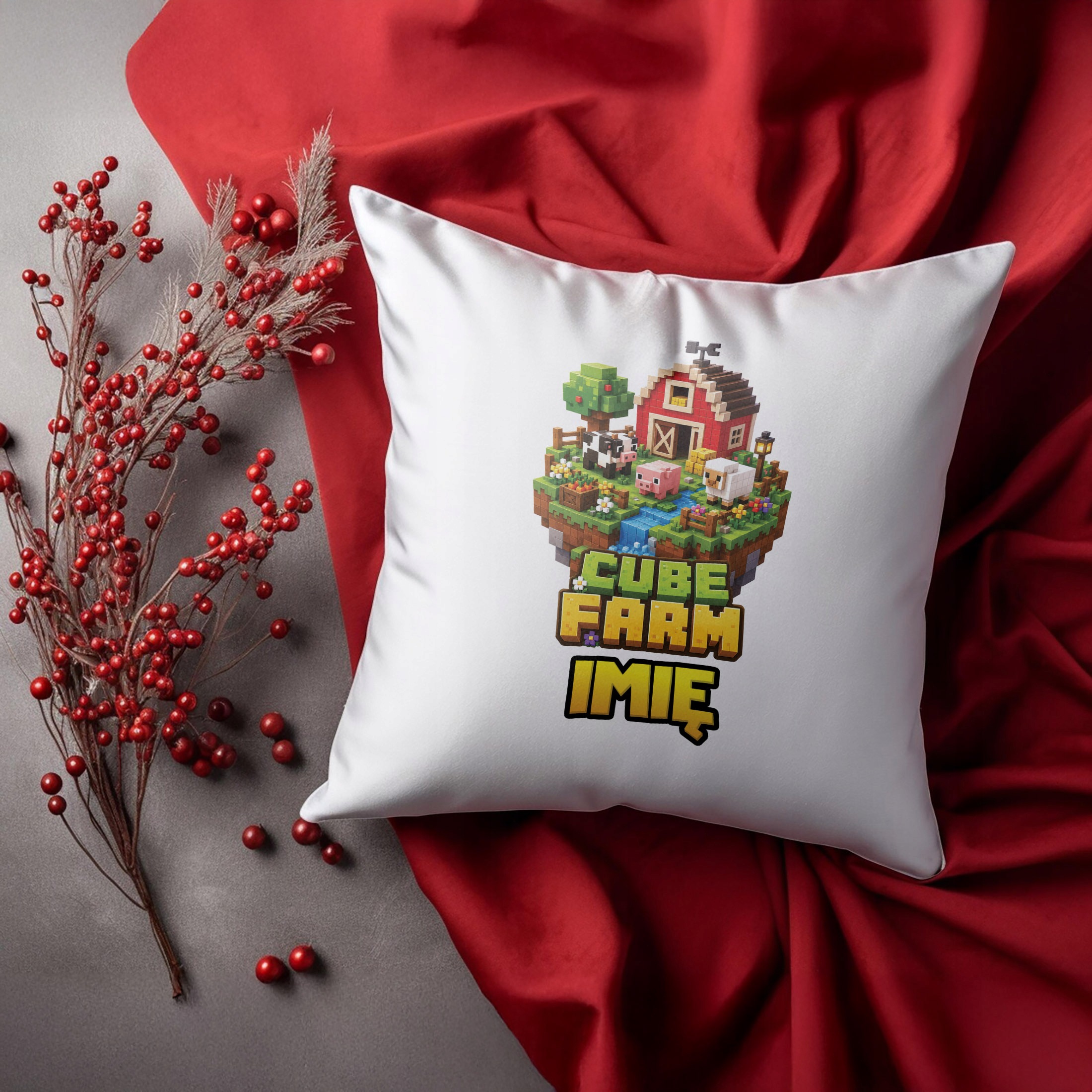 Poduszka Jasiek Personalizowana z nadrukiem 38x38cm Gra Pixel Prezent