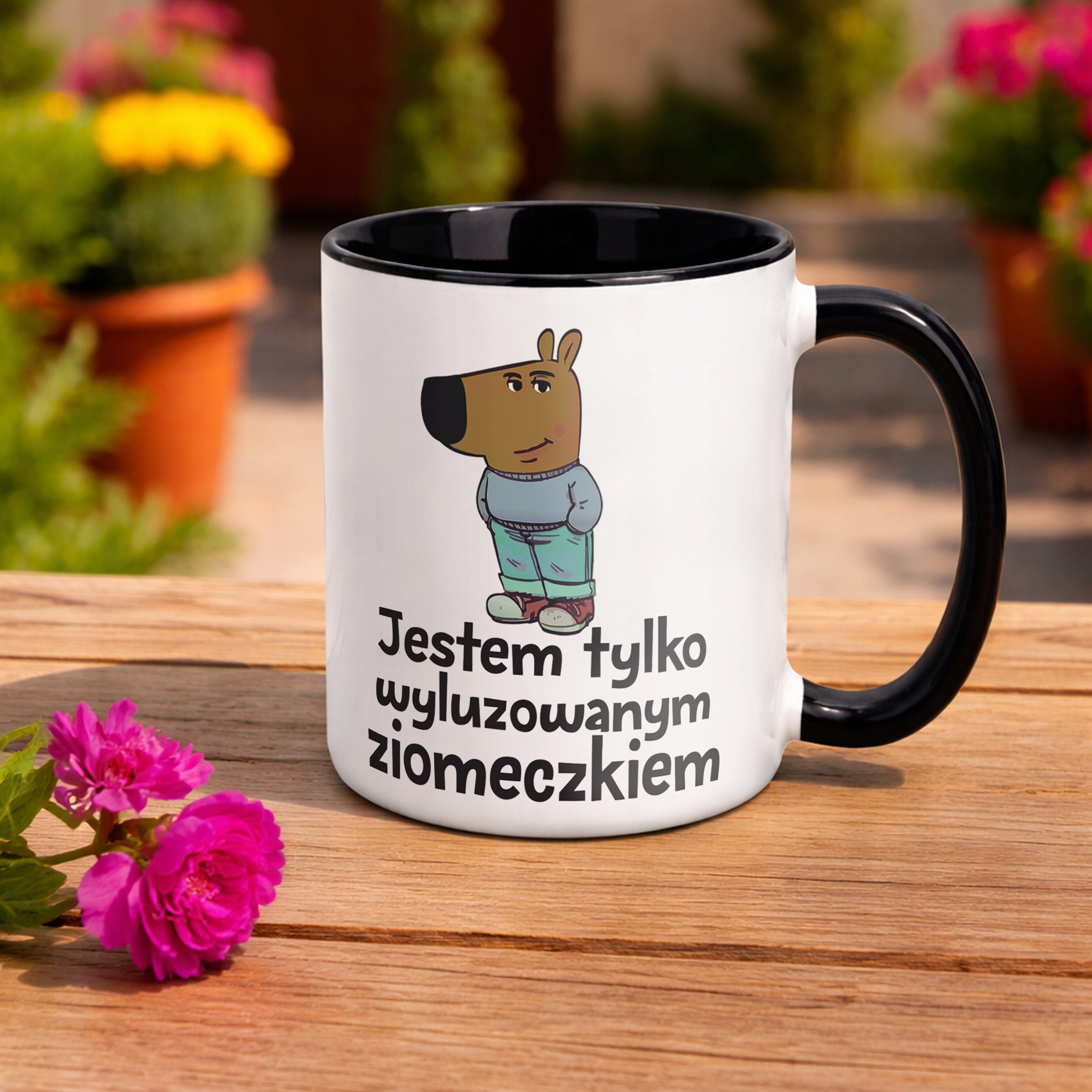 Kubek Czarny Wyluzowany Ziomek Zabawny Prezent Upominek