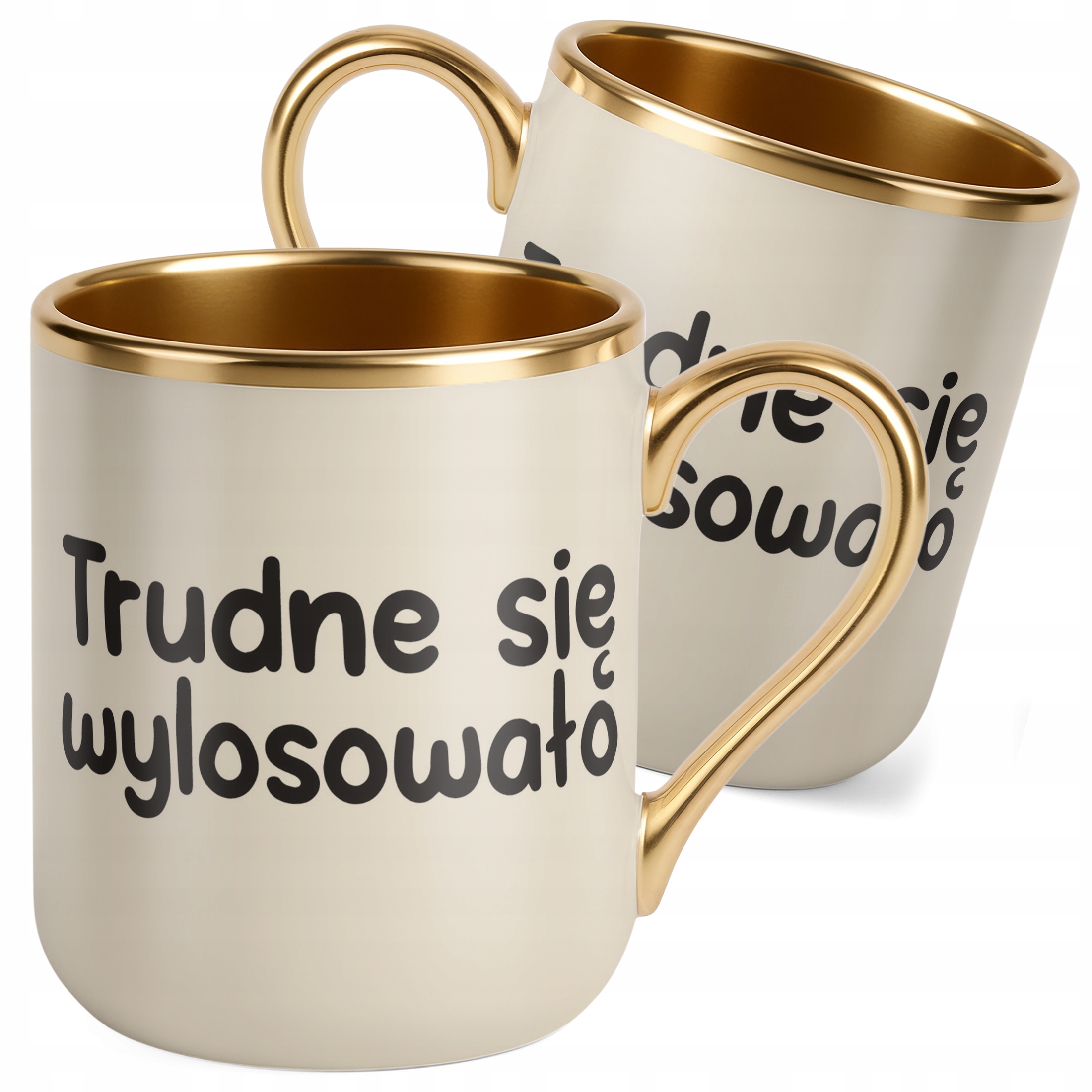 Kubek Premium Złoty Ecru Trudne Się Wylosowało Śmieszny Zabawny