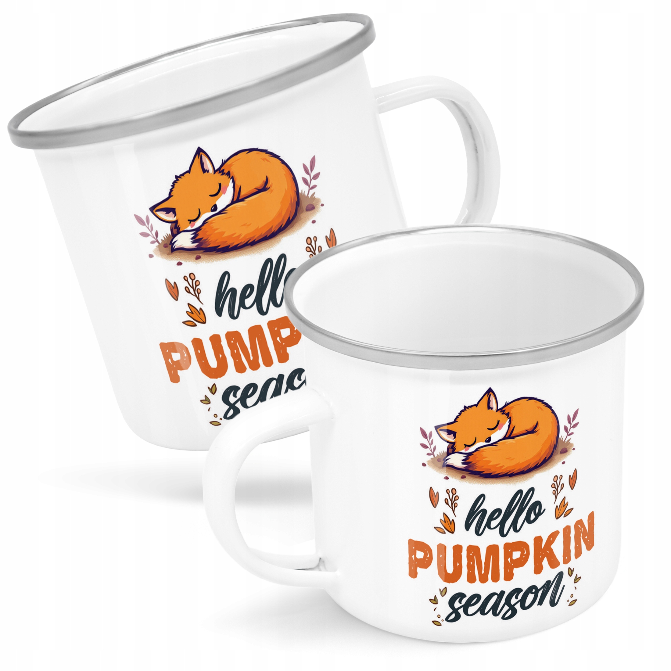 Emaliowany Kubek Garnuszek Jesienny Jesień Hello Pumpkin Dynia Prezent
