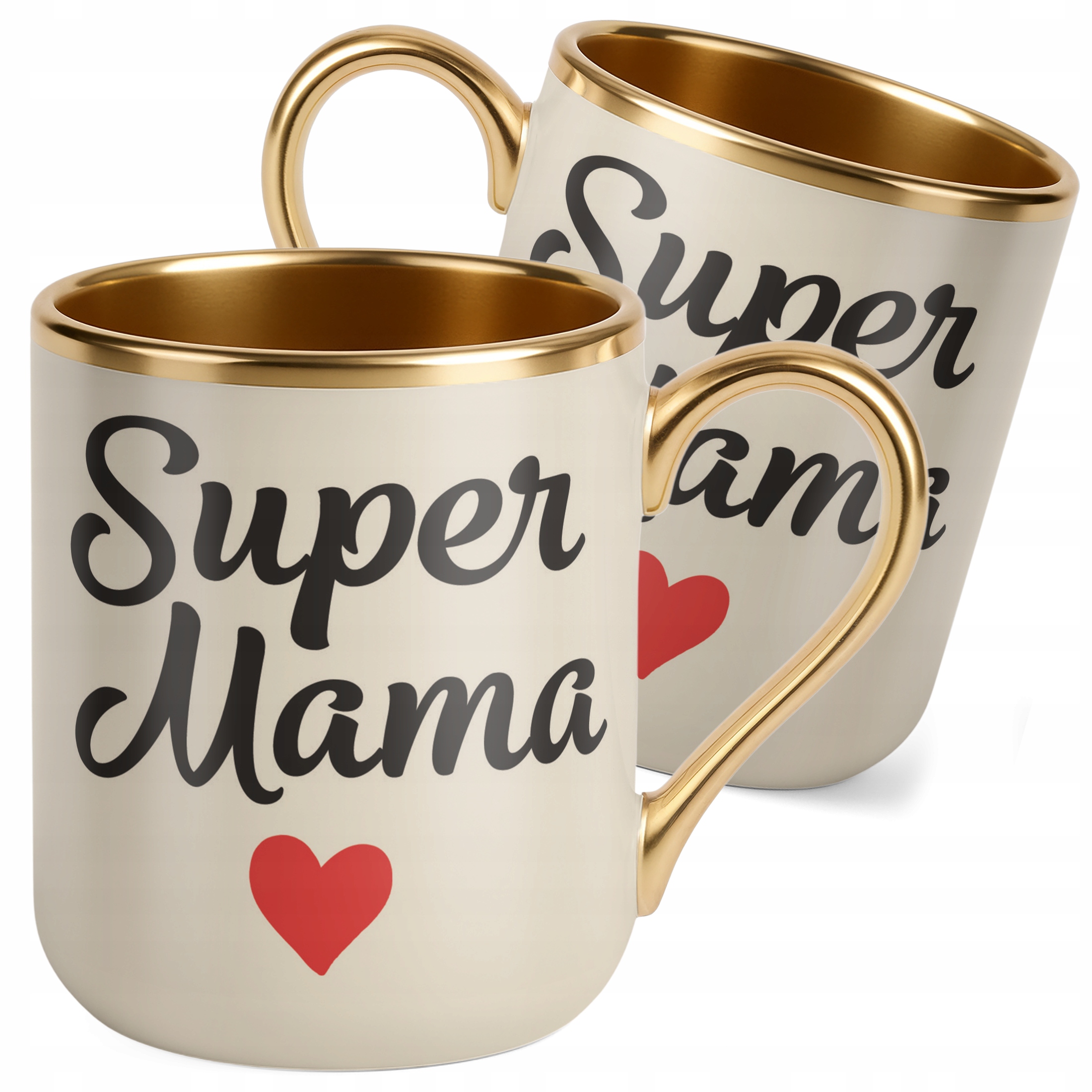 Kubek Premium Złoty Ecru Dzień Matki Dla Mamy Prezent Upominek Super Mama