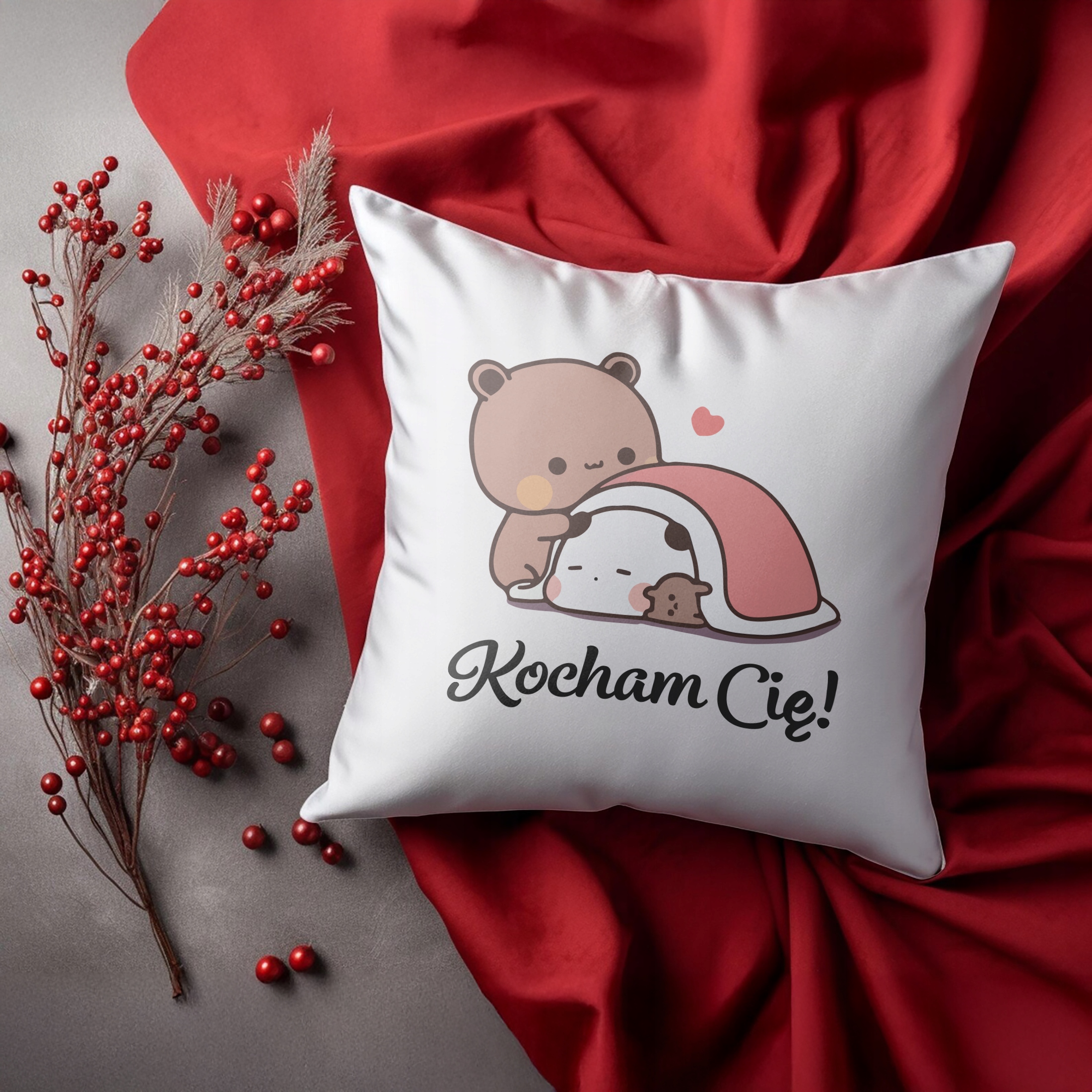 Poduszka 38x38cm Z okazji Walentynek Bubu i Dudu Kocham Cię Prezent