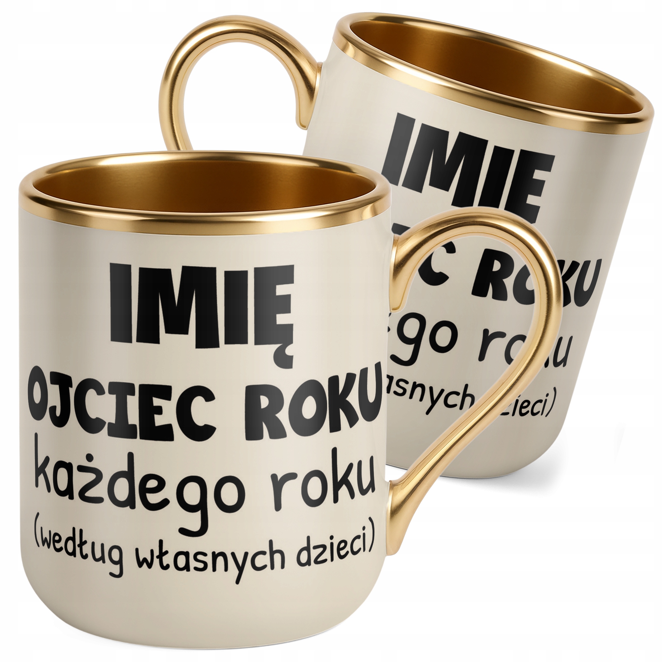 Kubek Premium Złoty Ecru Personalizowany Dzień Ojca Ojciec Roku