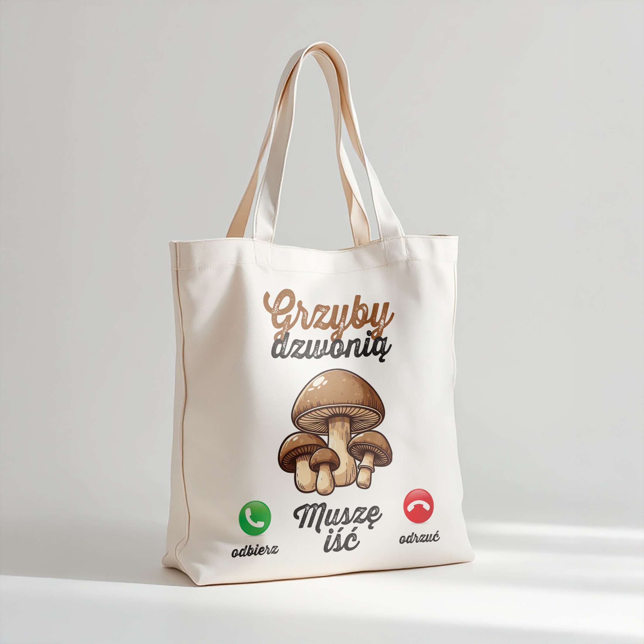 Torba bawełniana premium Grzyby Dzwonią Grzybiarz Prezent