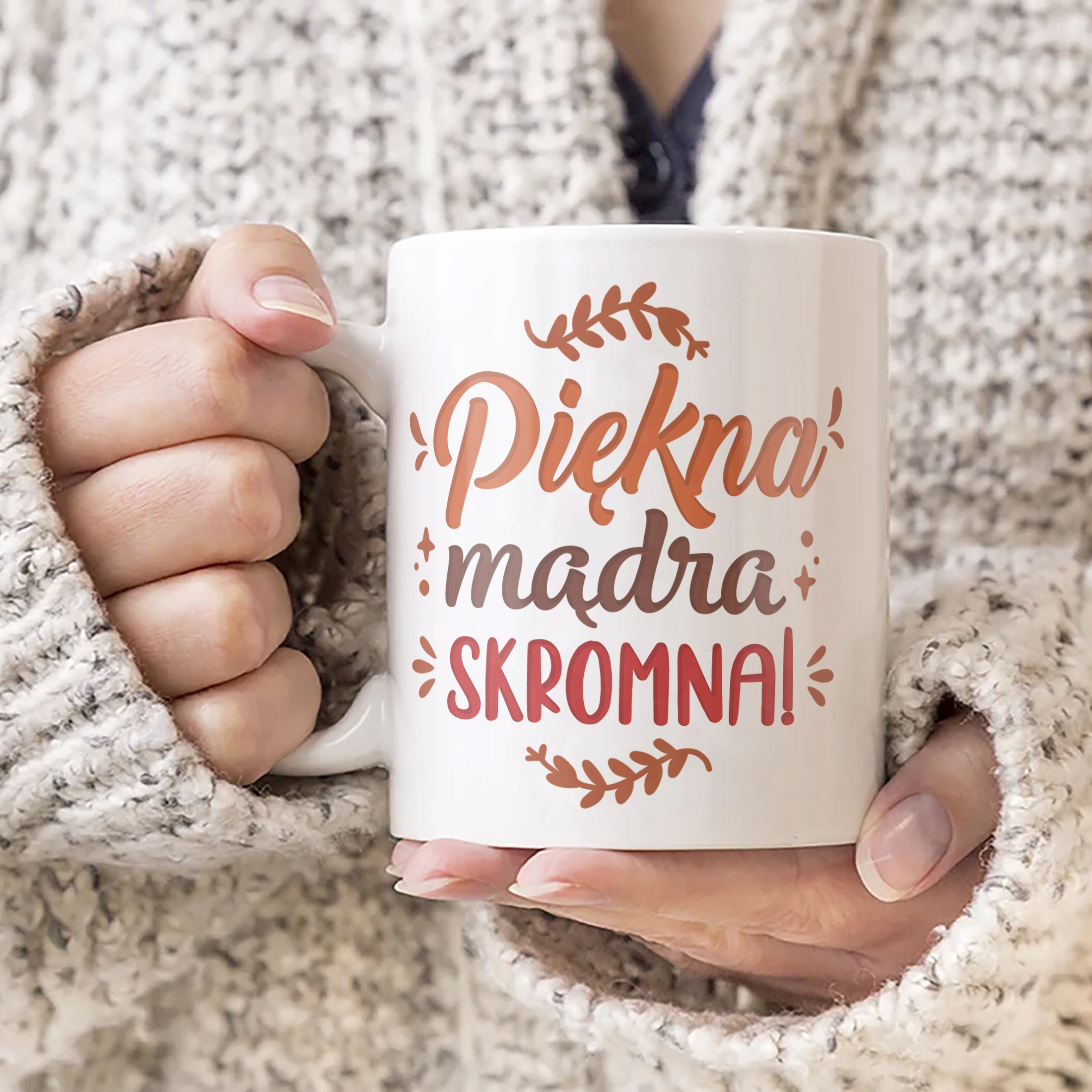 Zestaw Kubek + Torba Dzień Kobiet Prezent Upominek Piękna Mądra Skromna