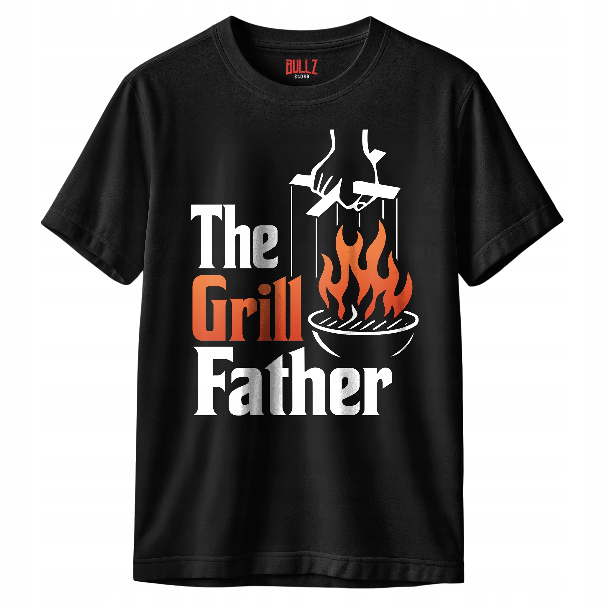 Koszulka czarna męska The Grill Father Zabawny Prezent
