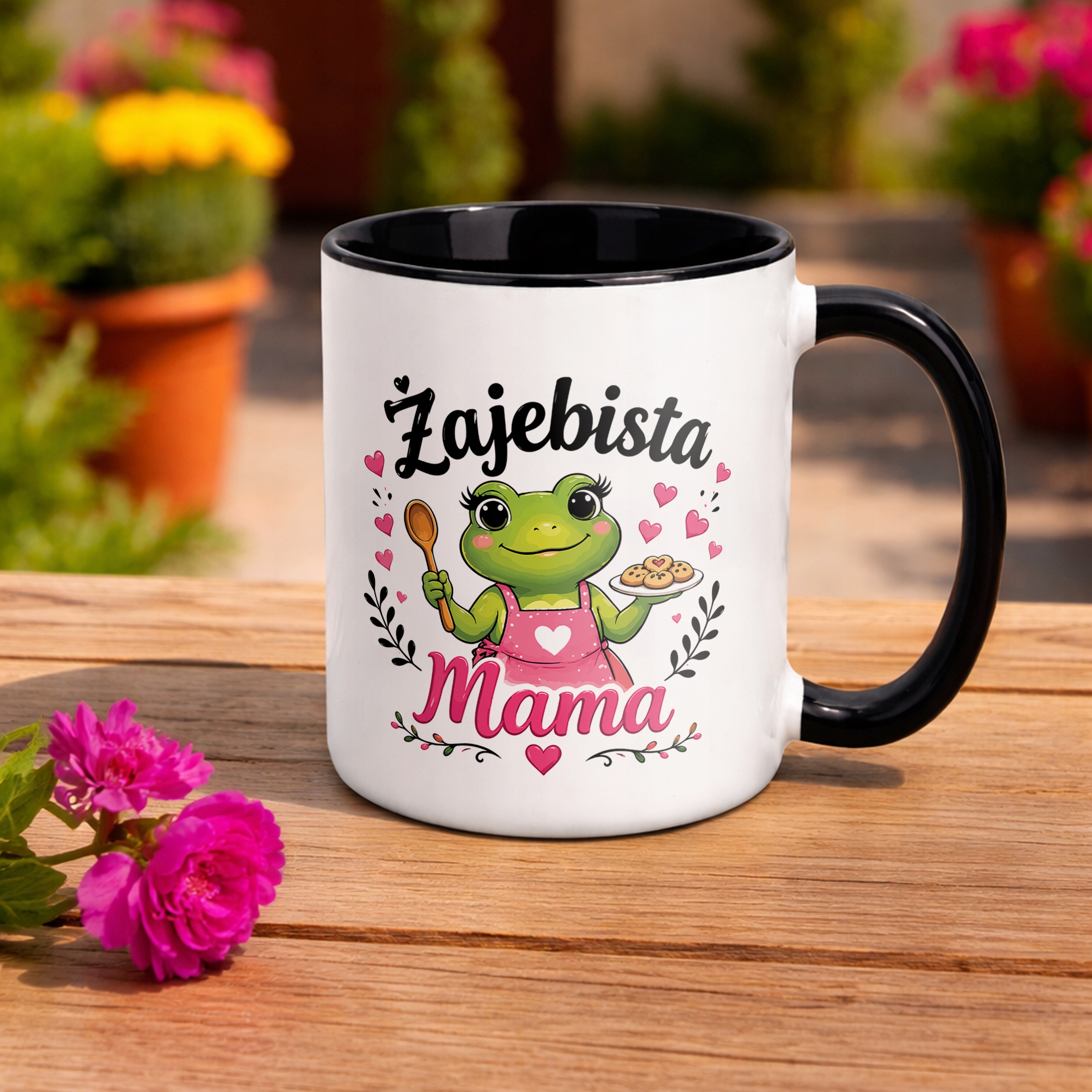 Kubek dla mamy czarny prezent na Dzień Matki wyjątkowy upominek mamy