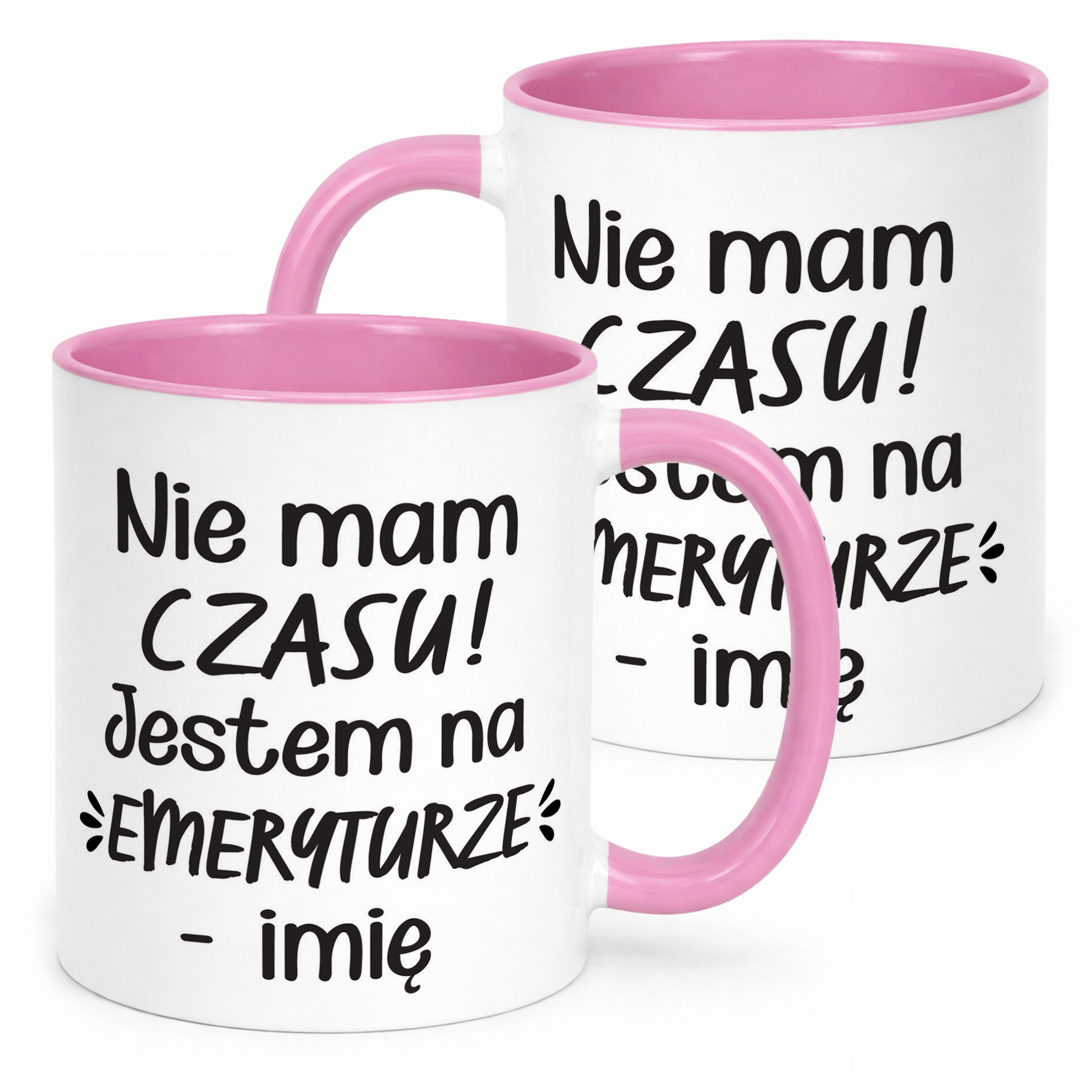 Kubek Różowy Personalizowany z okazji Emerytury Dla Emeryta Emerytki
