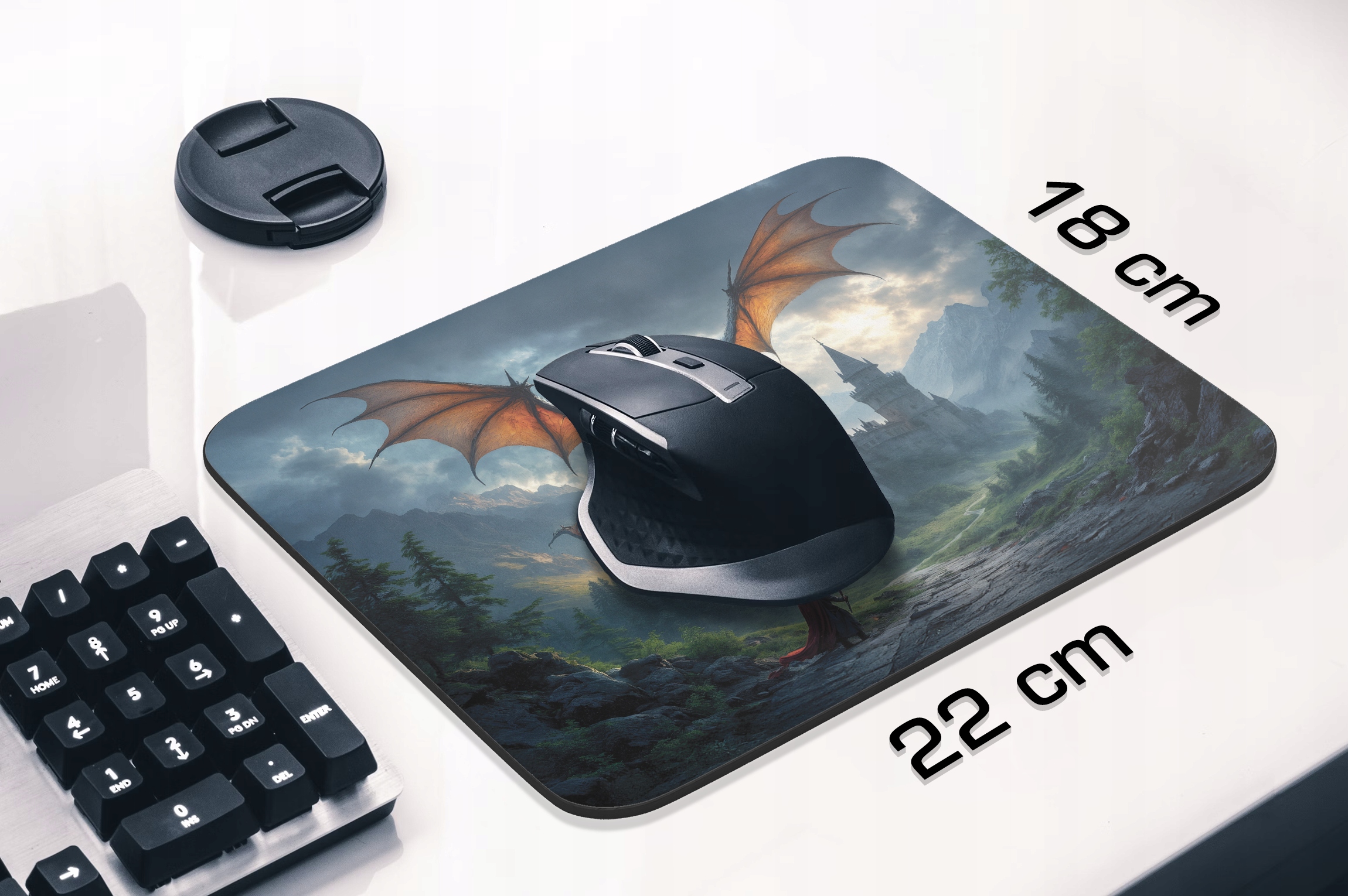 Podkładka pod mysz 22×18 cm Smok Zamek Fantasy