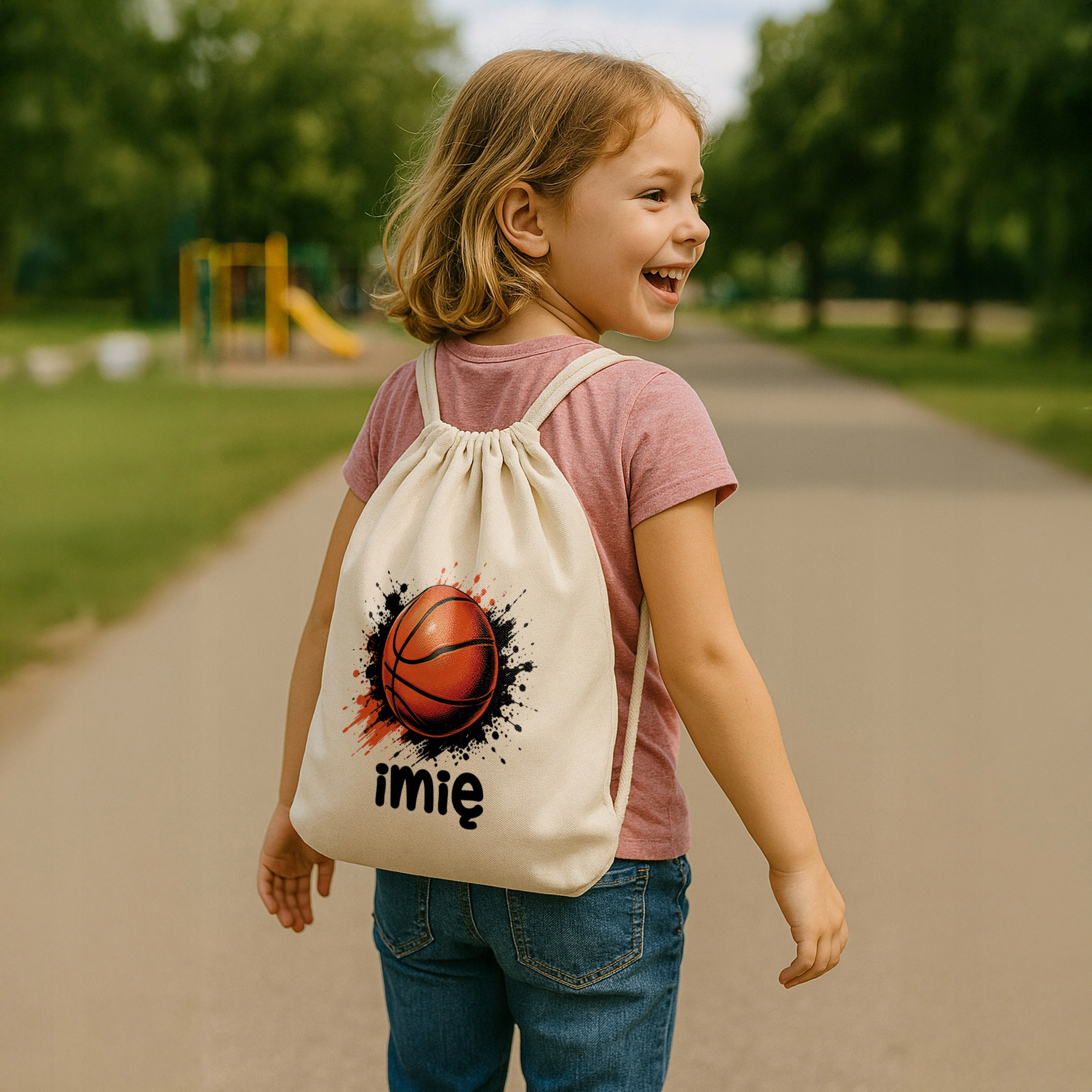 Zestaw Personalizowany Plecak Worek Kubek Czerwony Koszykówka Prezent