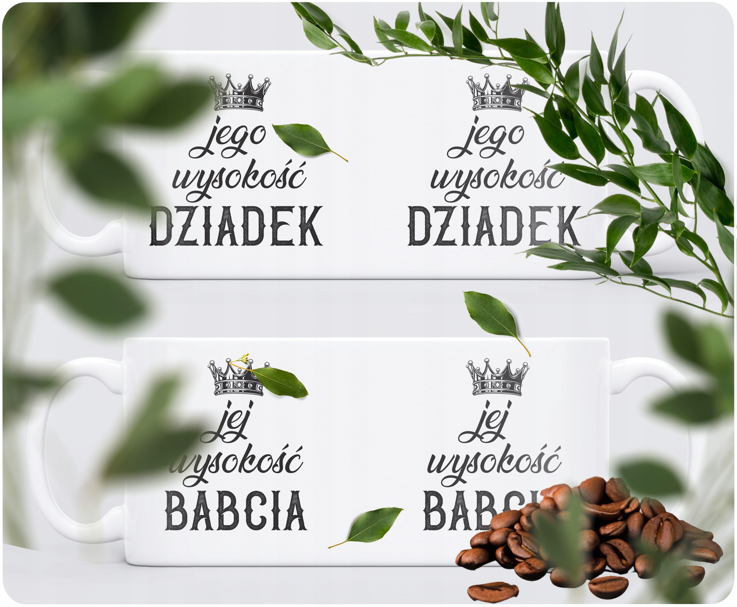 Zestaw Kubków Ceramicznych 330 ml Dzień Babci Dziadka Prezent Ich Wysokość