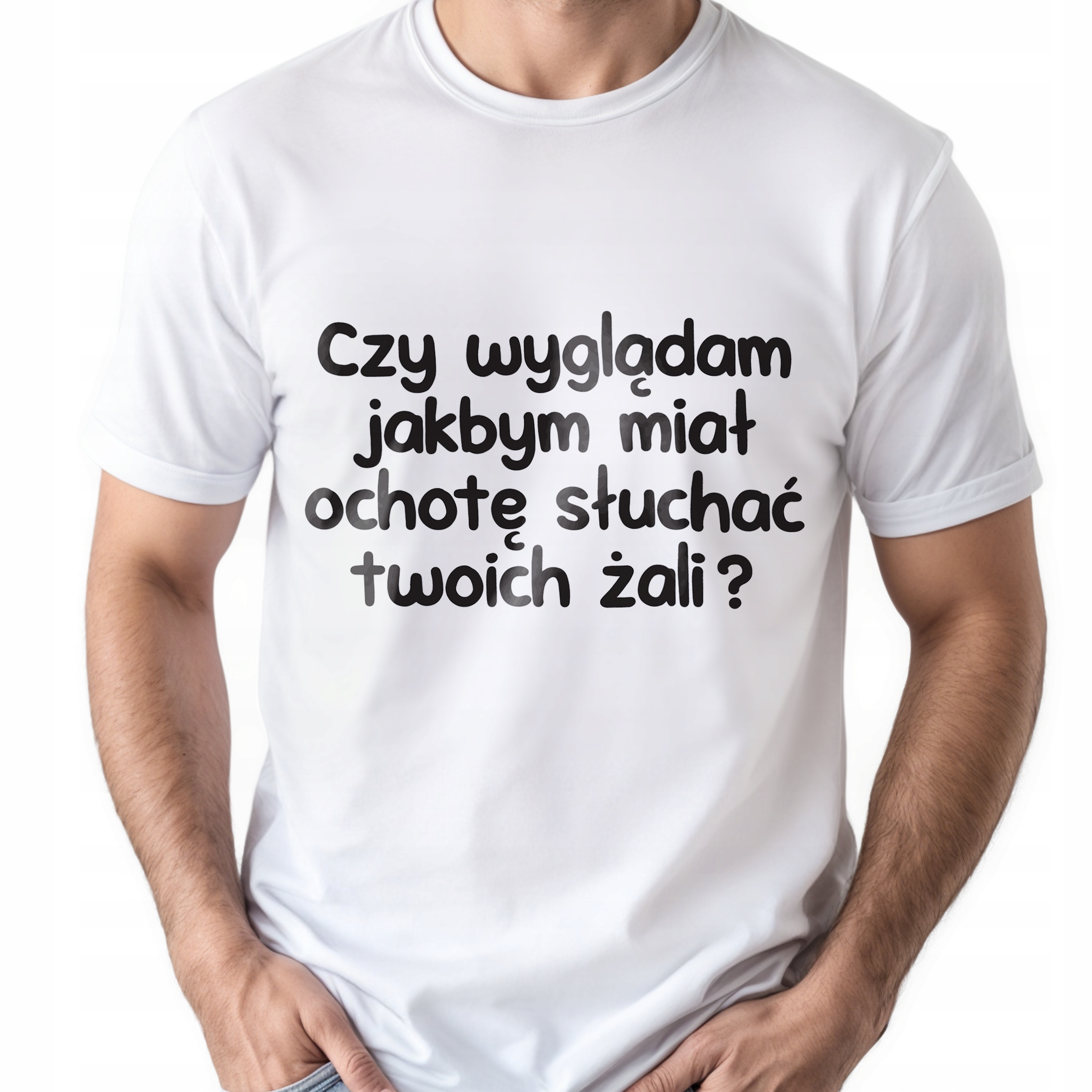 Koszulka biała męska Czy Wyglądam Jakbym Miał Ochotę Prezent