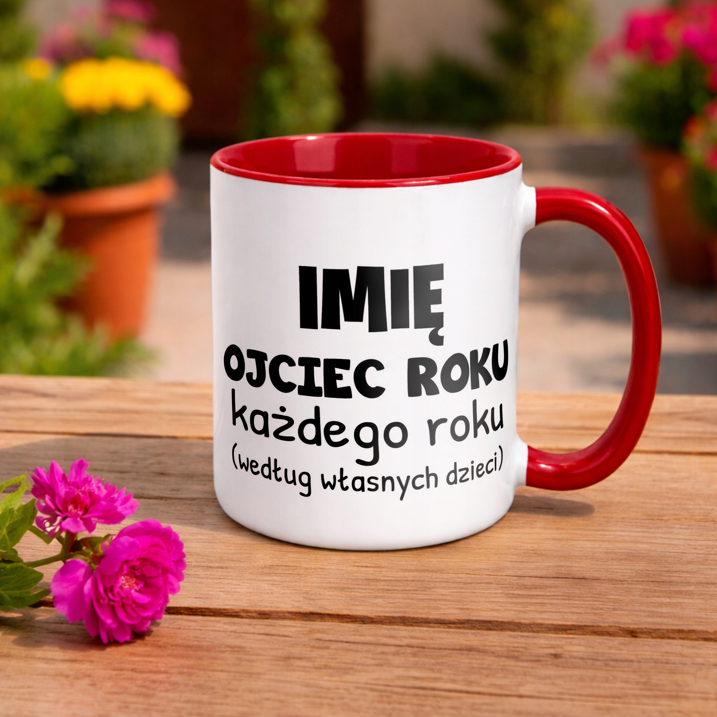 Kubek Czerwony Personalizowany Dzień Ojca Ojciec Roku Każdego Roku