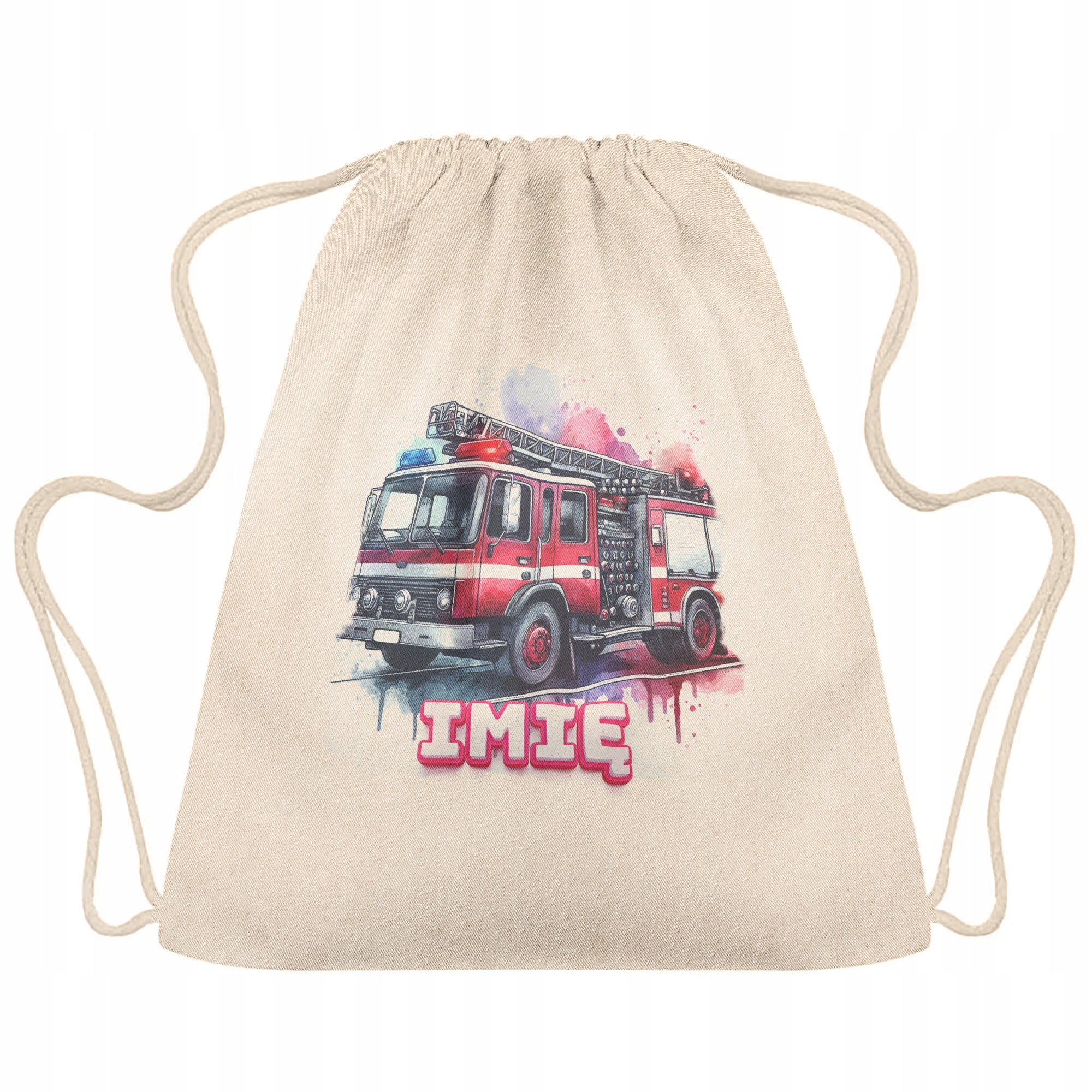 Plecak bawełniany Z imieniem Dla Strażaka Wóz Strażacki Do Szkoły