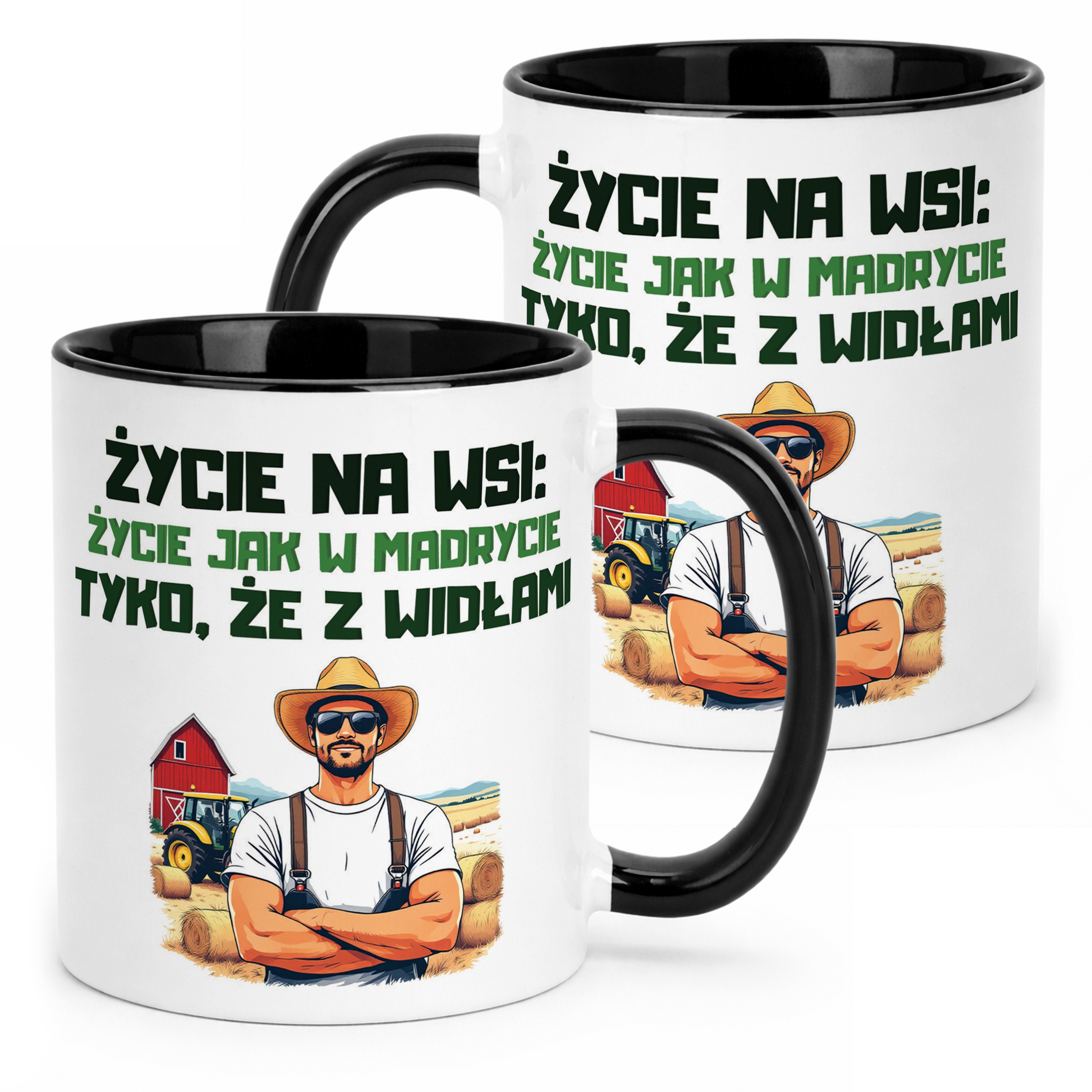 Kubek Czarny Rolnik Dla Rolnika Traktor Zabawny Prezent Upominek