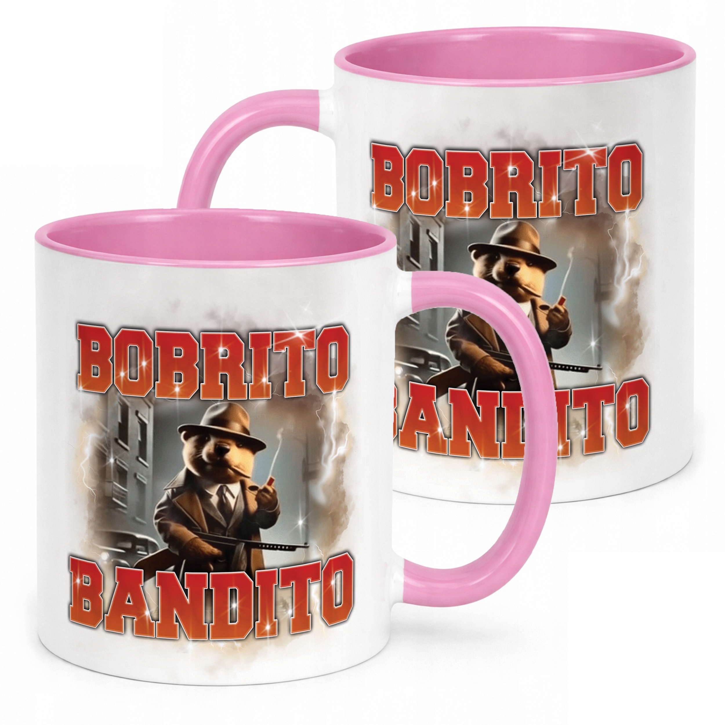Kubek Różowy BRAINROT Bobrito Bandito Memy Zabawny TikTok Viral