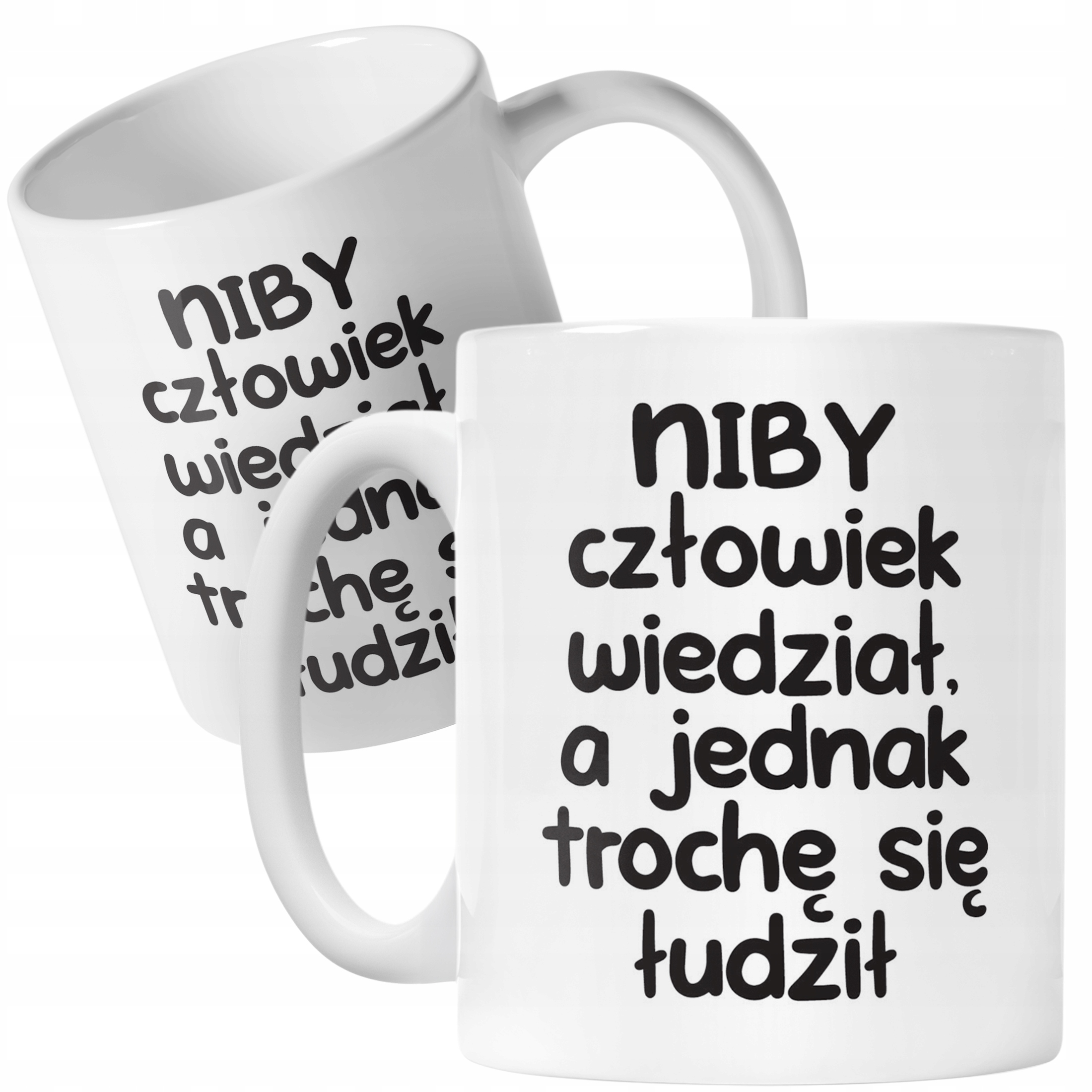 Kubek ceramiczny Niby Człowiek Wiedział Śmieszny Zabawny Prezent