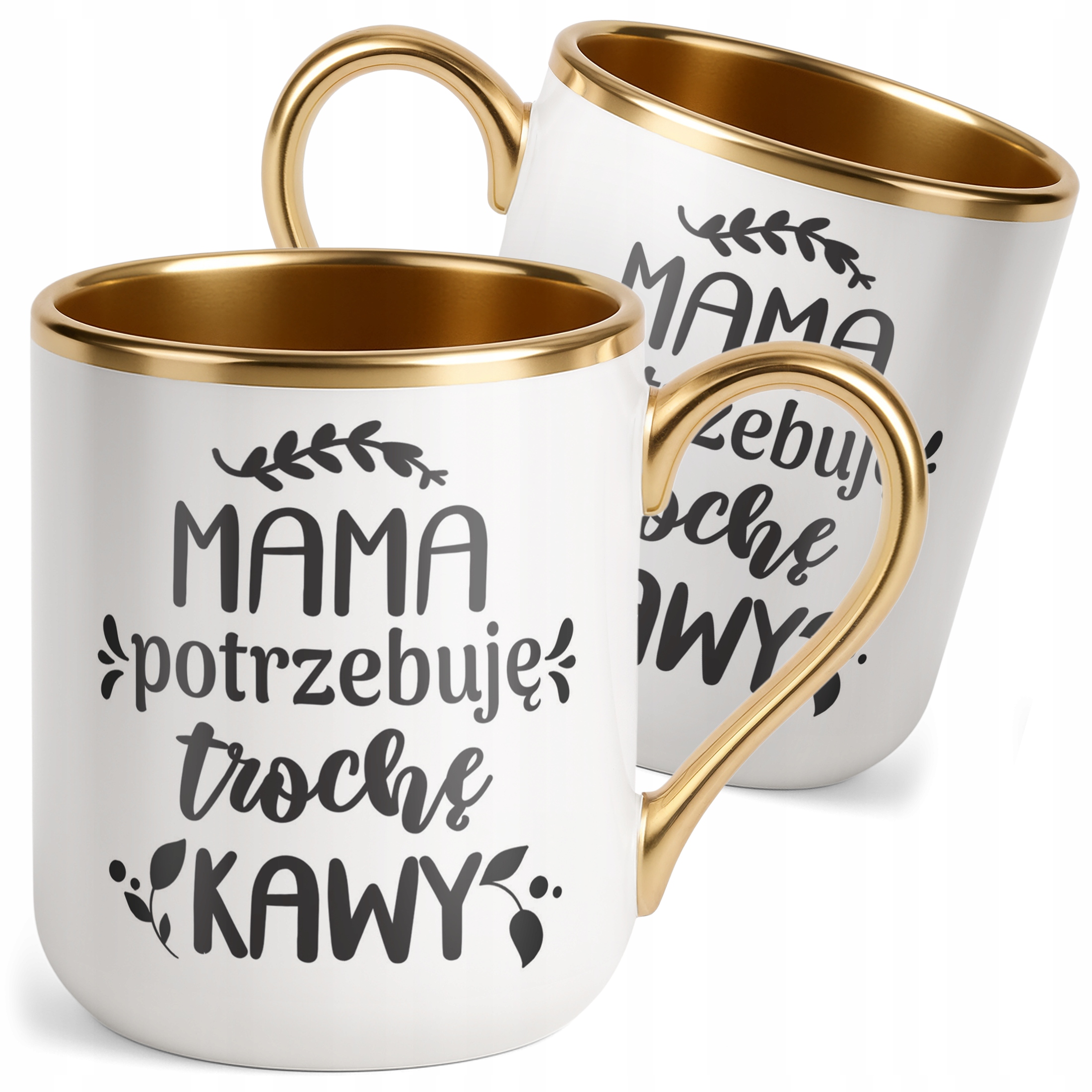Kubek Premium Złoty Dzień Matki Dla Mamy Prezent Potrzebuję Trochę Kawy