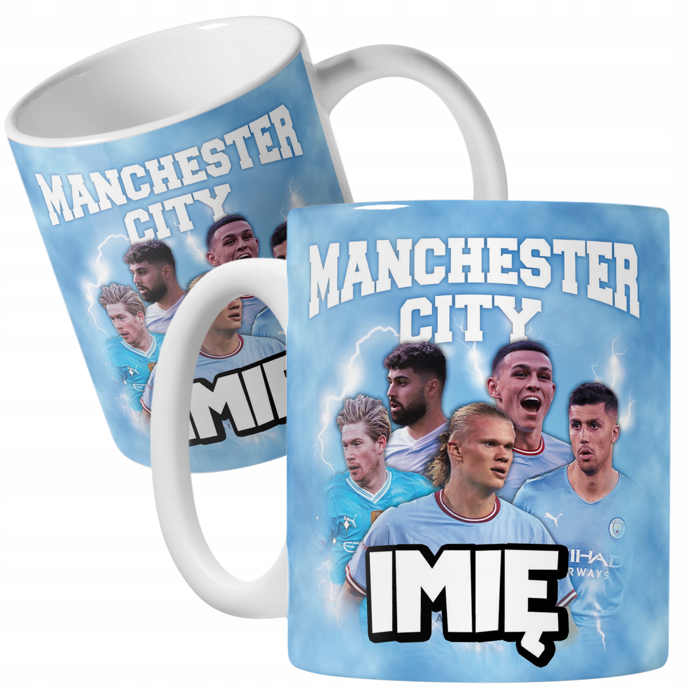 Kubek personalizowany Manchester City Haaland De Bruyne dla kibiców
