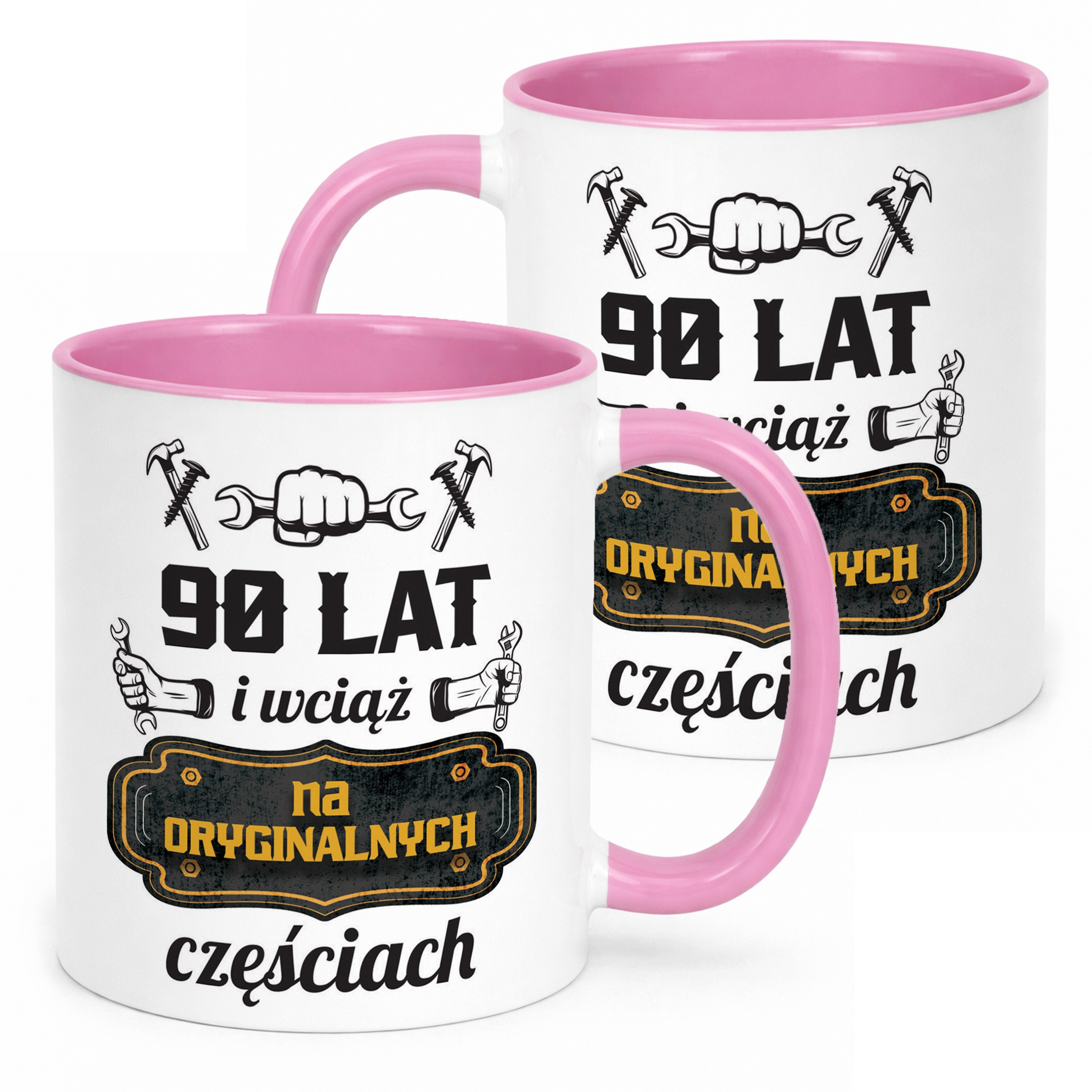 Kubek Różowy Na Oryginalnych Urodziny 90 Prezent Upominek