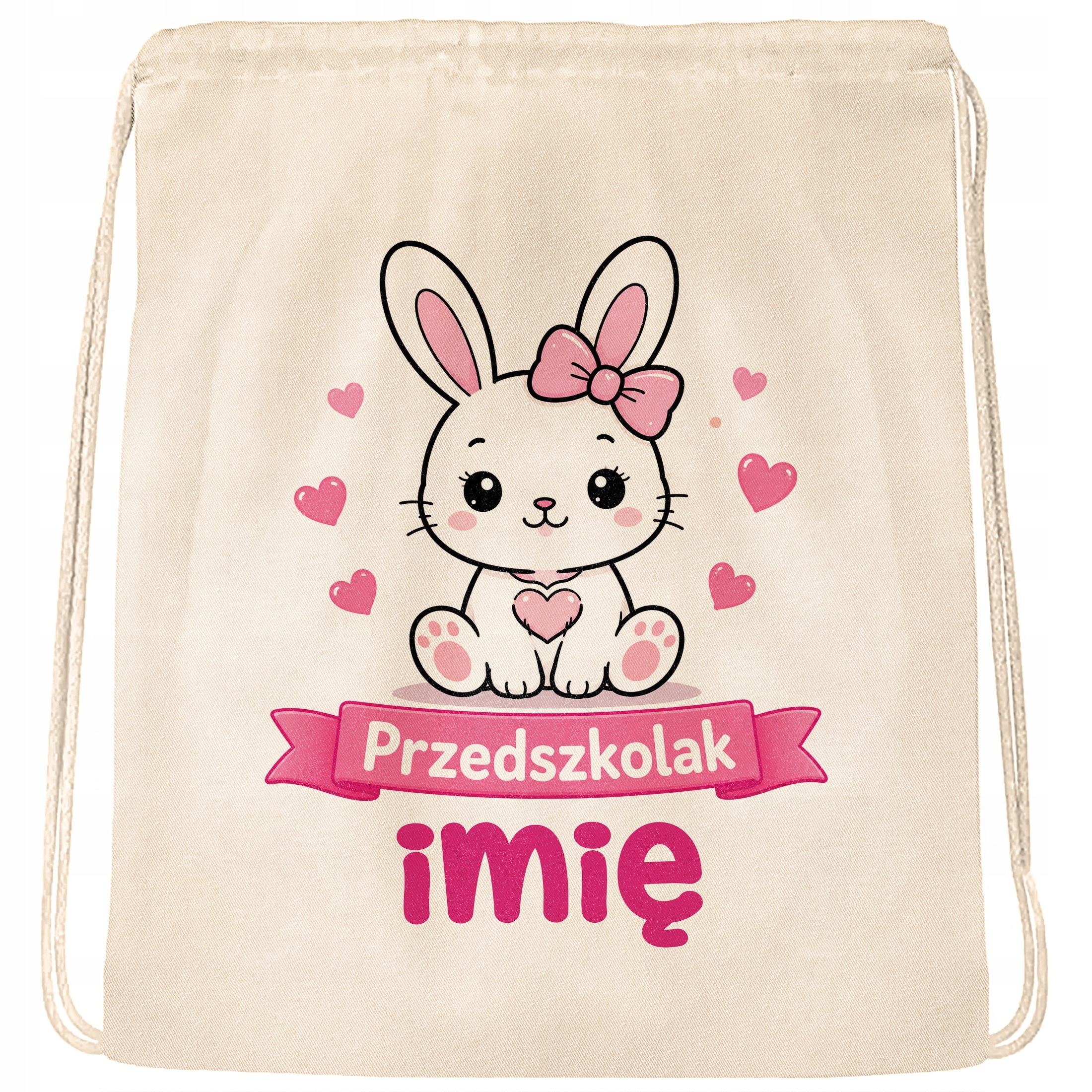 Zestaw Personalizowany Plecak Worek Kubek Przedszkolak Króliczek Prezent