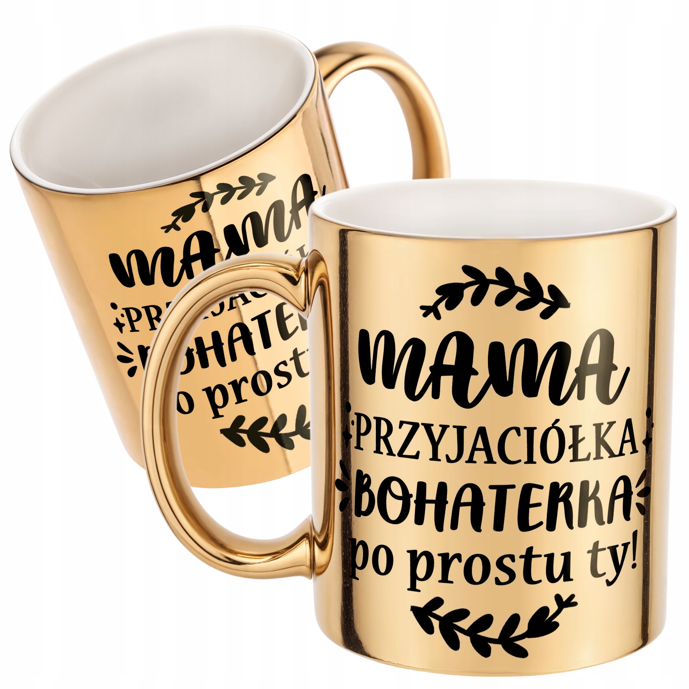 Złoty Kubek ceramiczny Dzień Matki Dla Mamy Mama Przyjaciółka Bohaterka