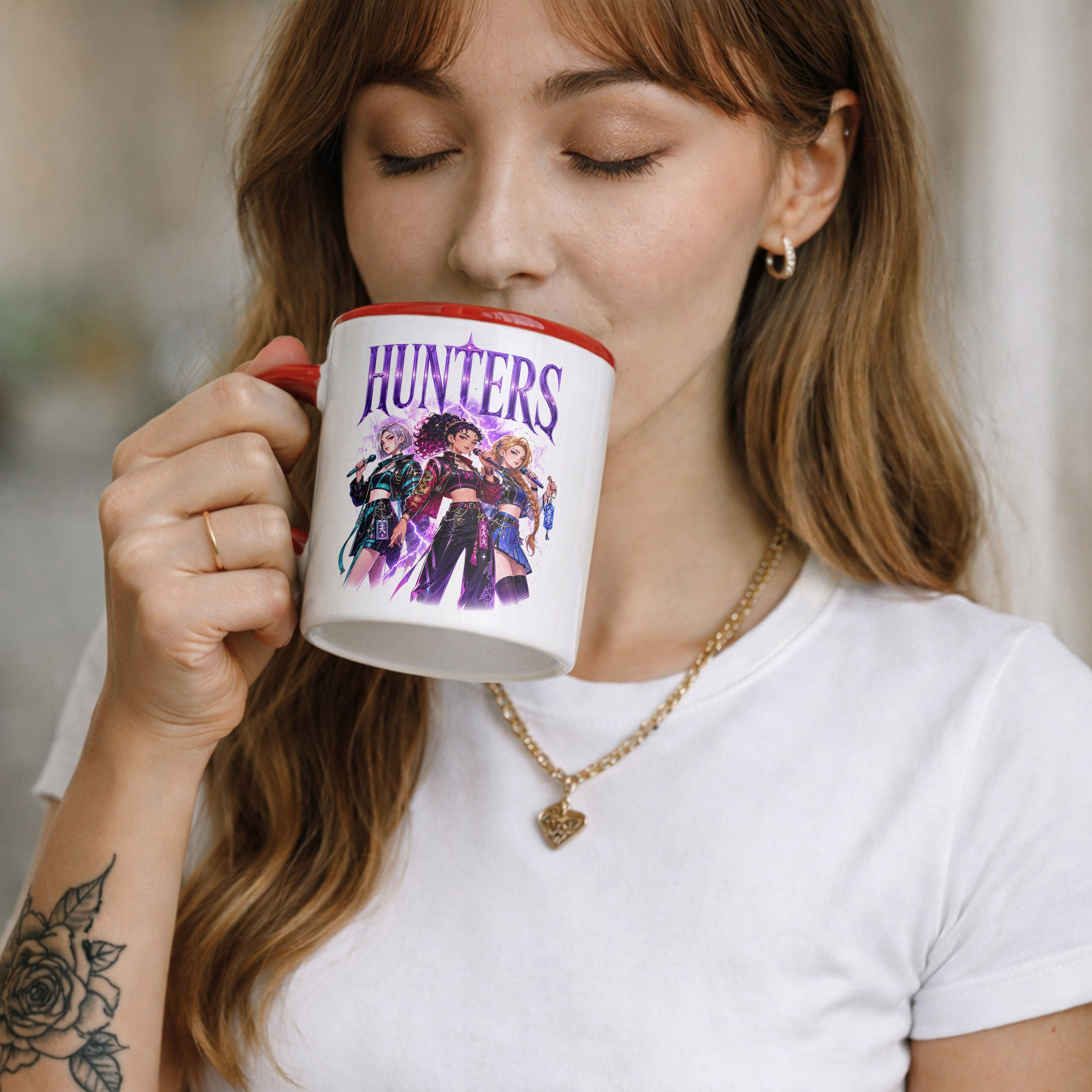Zestaw Kubek Czerwony Poduszka Z Nadrukiem ŁOWCZYNIE KPOP Prezent