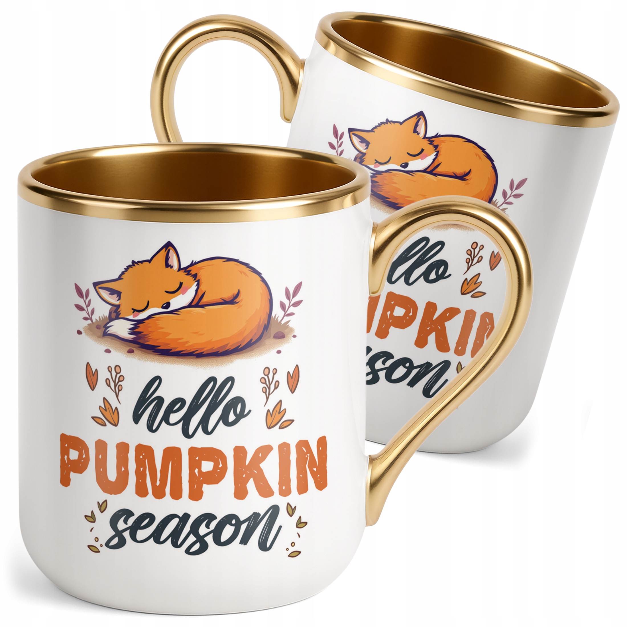 Kubek Premium Złoty Jesienny Jesień Hello Pumpkin Dynia Prezent