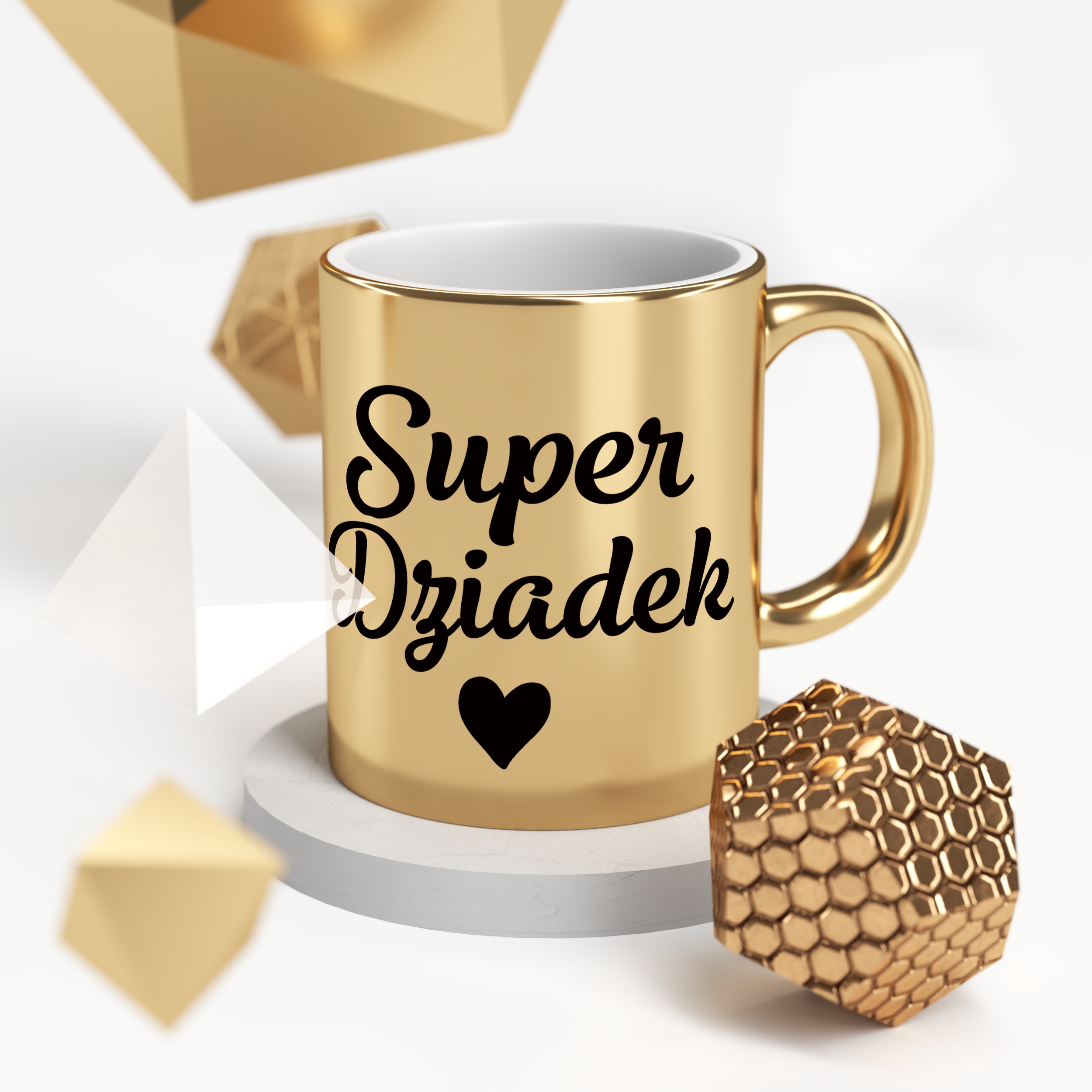 Kubek ceramiczny Złoty 330 ml Dzień Dziadka Prezent Super Dziadek