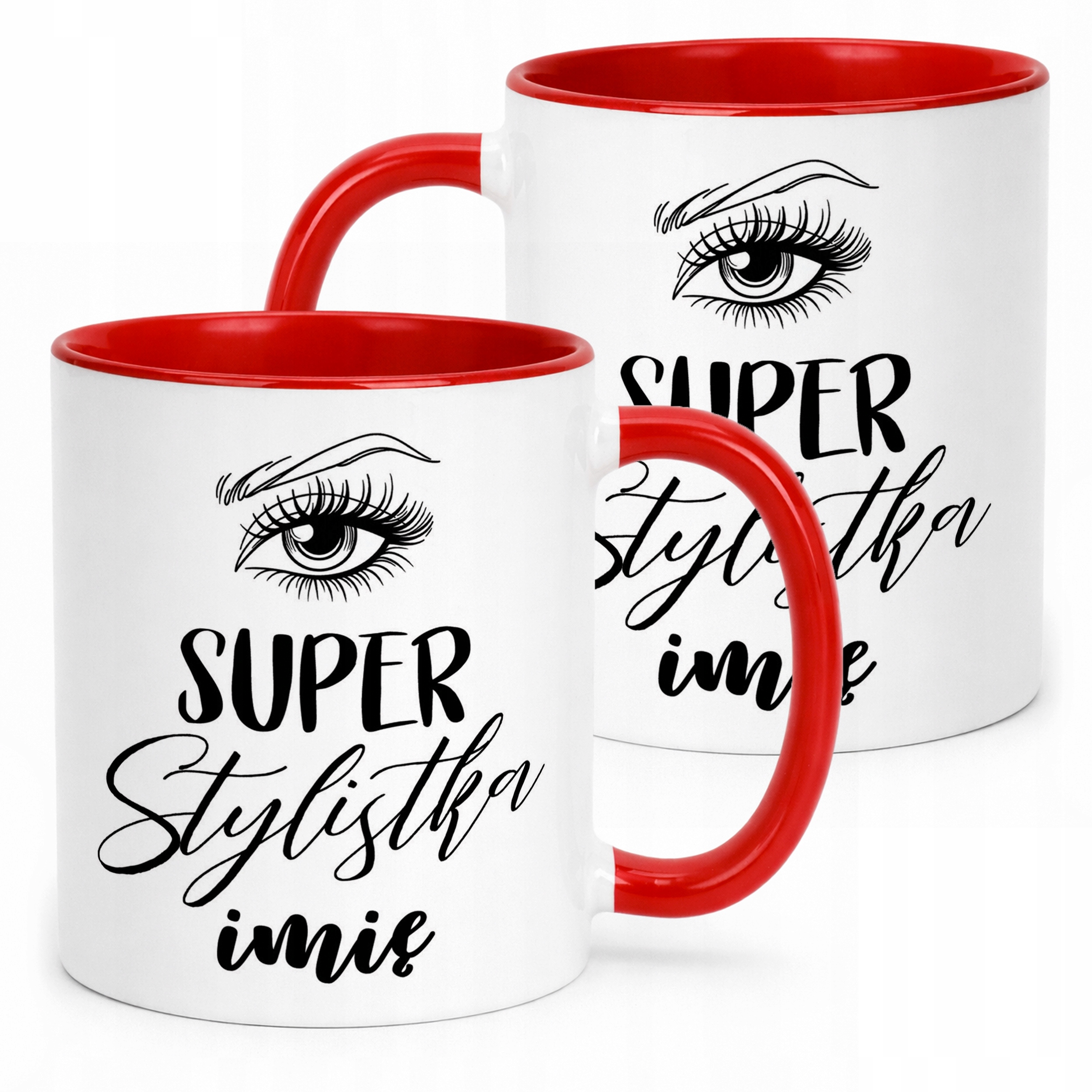 Kubek Czerwony Personalizowany Super Stylistka Rzęs Brwi Prezent