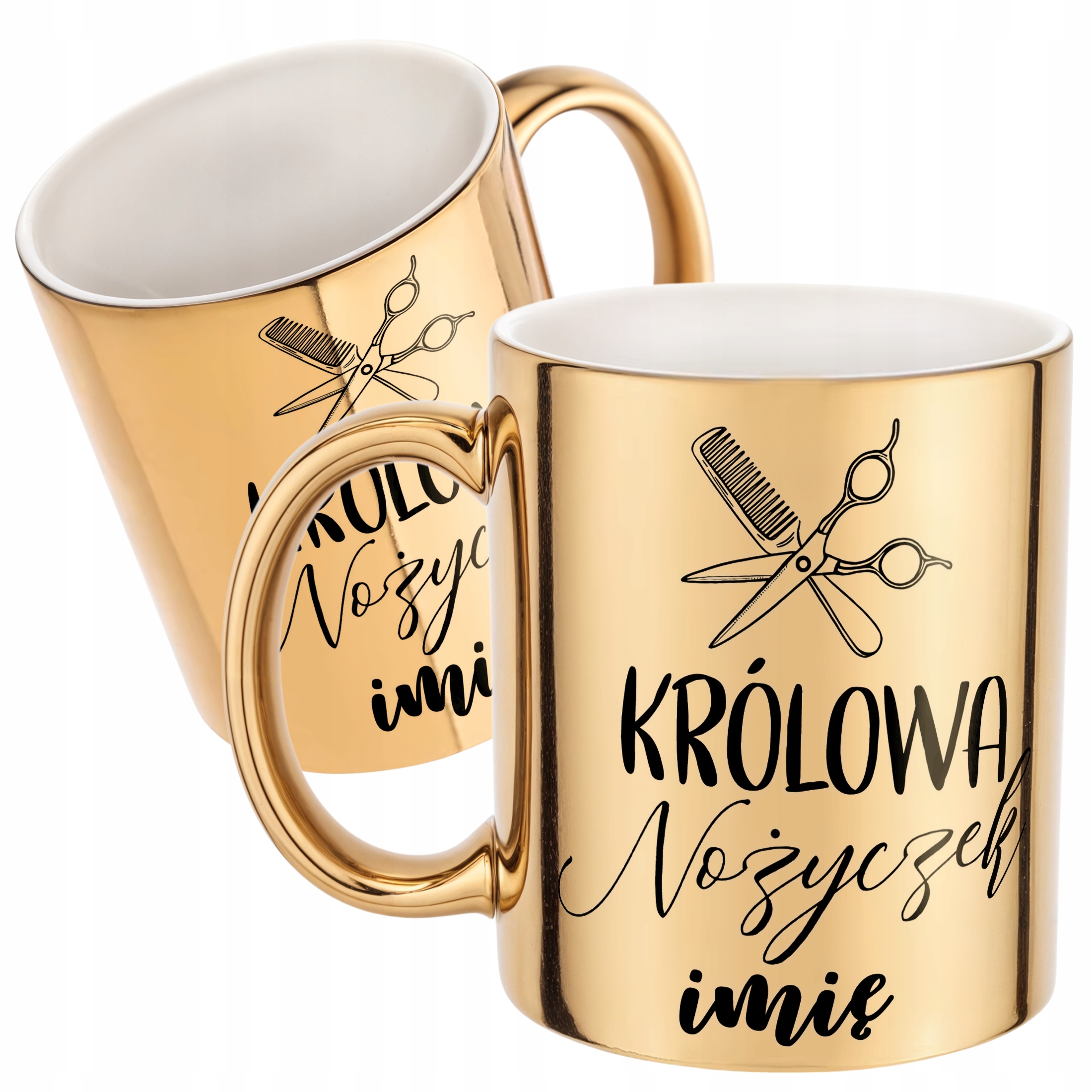Złoty Kubek Personalizowany Królowa Nożyczek Dla Fryzjerki Prezent