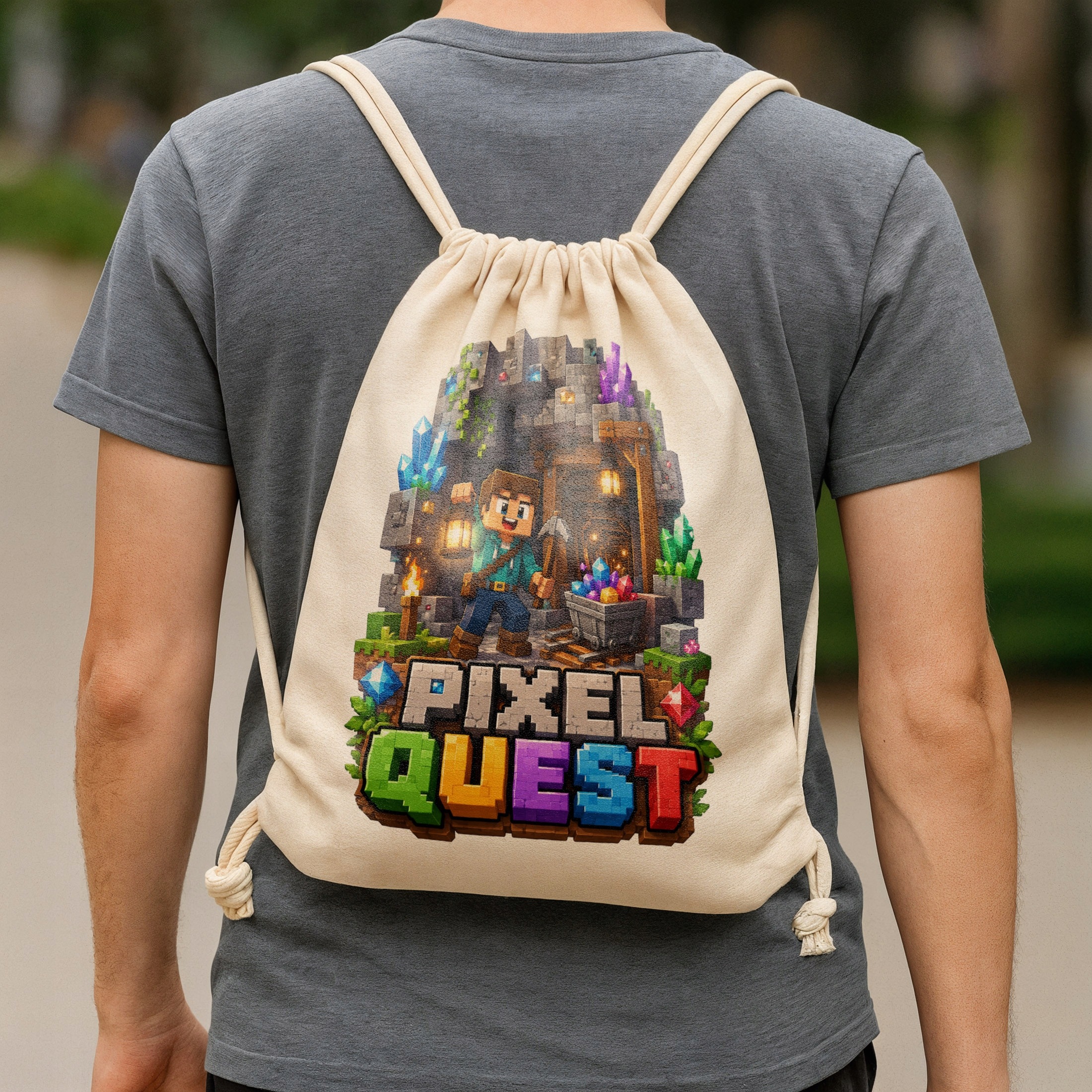 Zestaw Plecak Worek Kubek Z Nadrukiem PIXEL Gra Dla Dzieci Prezent