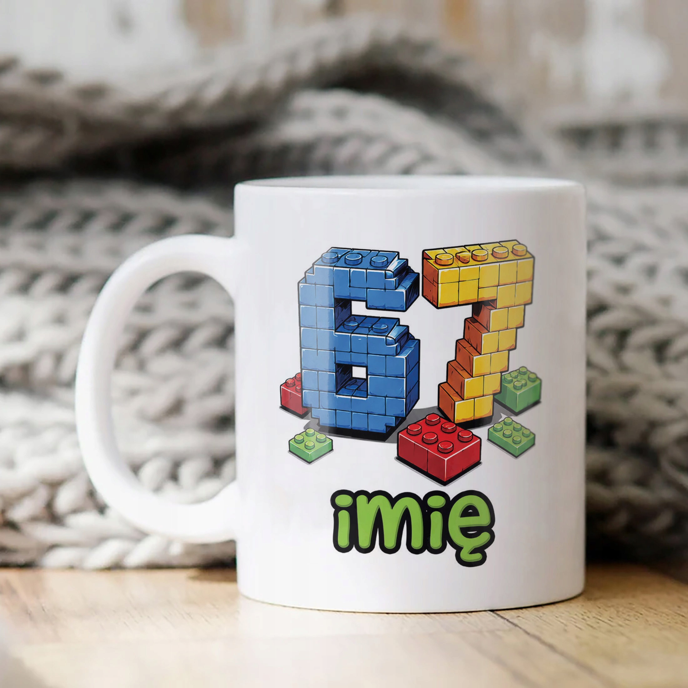 Biały Kubek z nadrukiem personalizowany SIX SEVEN Dla Dzieci Prezent