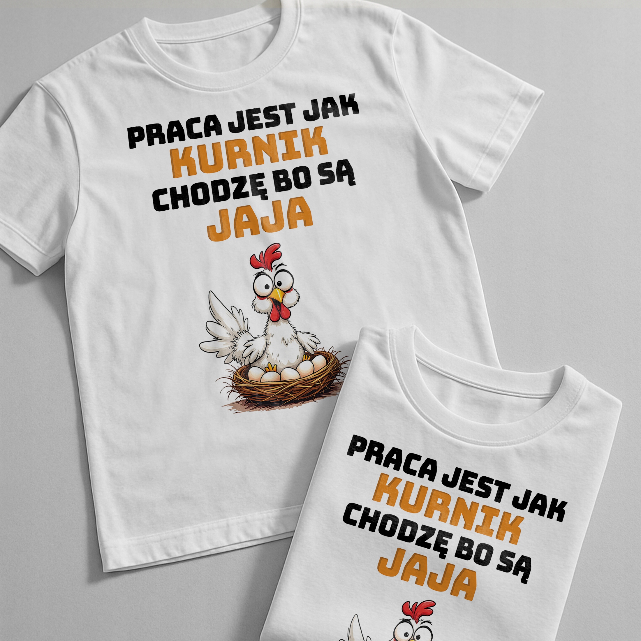 Koszulka biała męska Praca Jest Jak Kurnik Zabawny Prezent