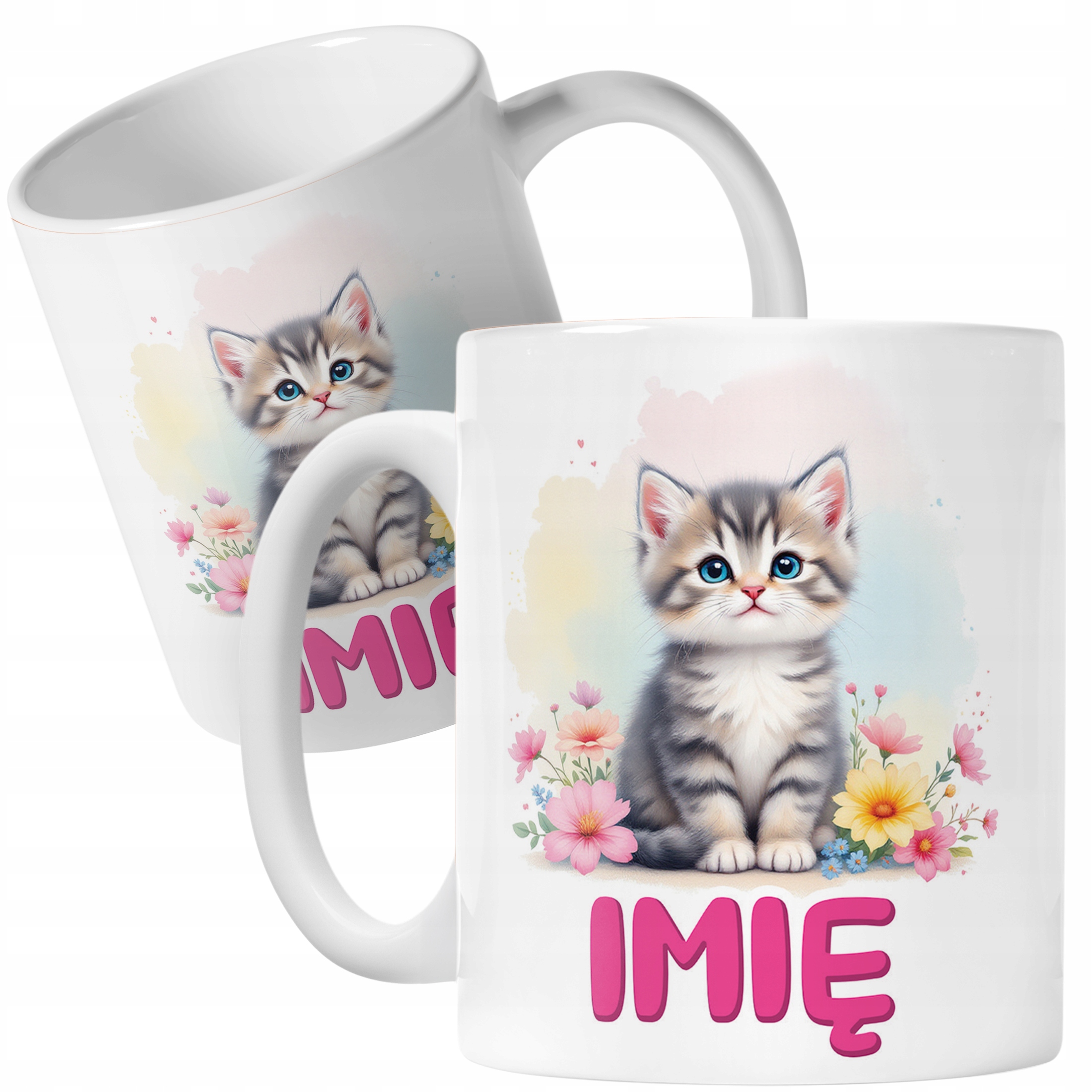 Kubek ceramiczny personalizowany Kot Kotek Zwierzak Słodki Dla Dzieci