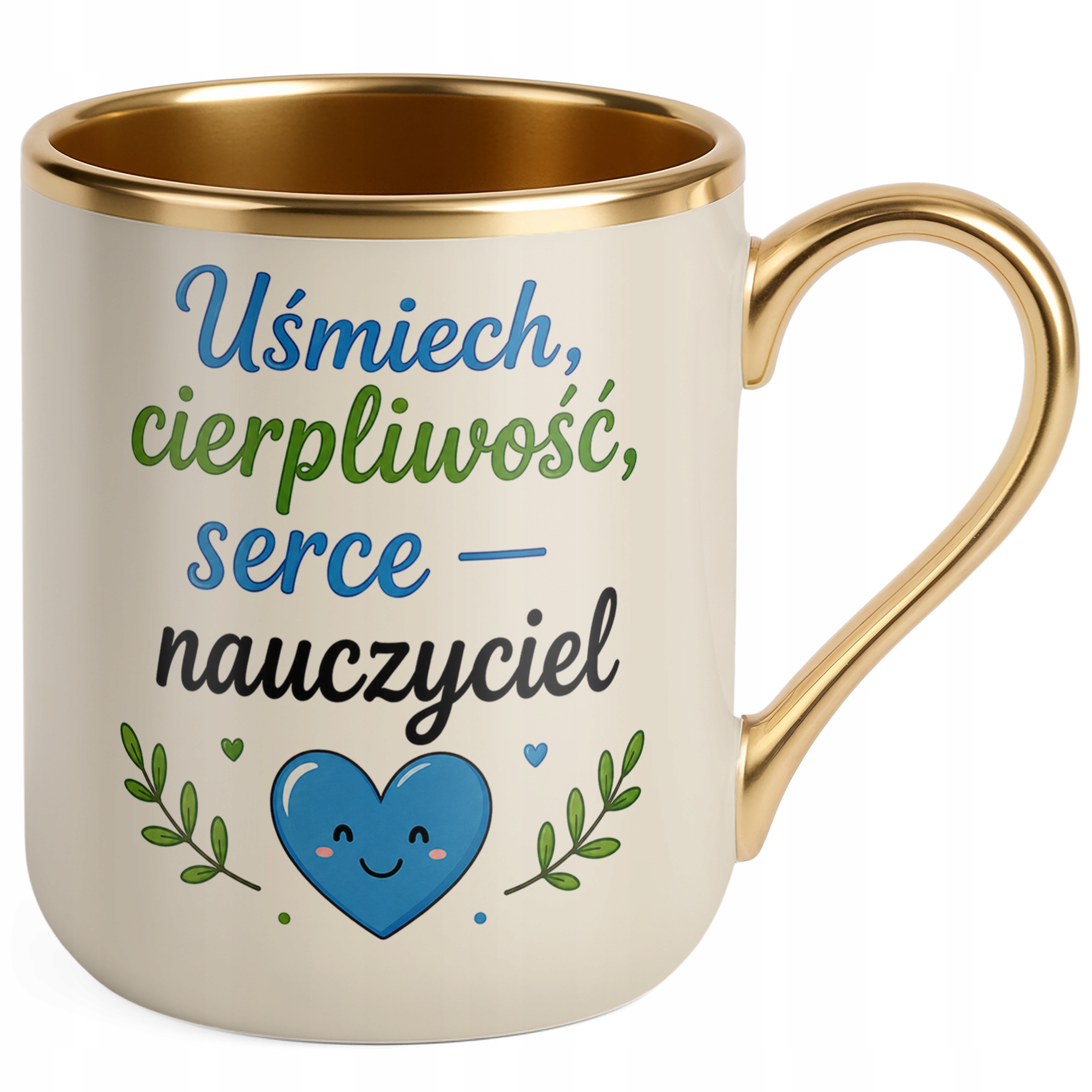 Kubek Premium Złoty Ecru Dzień Nauczyciela Dla Nauczyciela Prezent Upominek