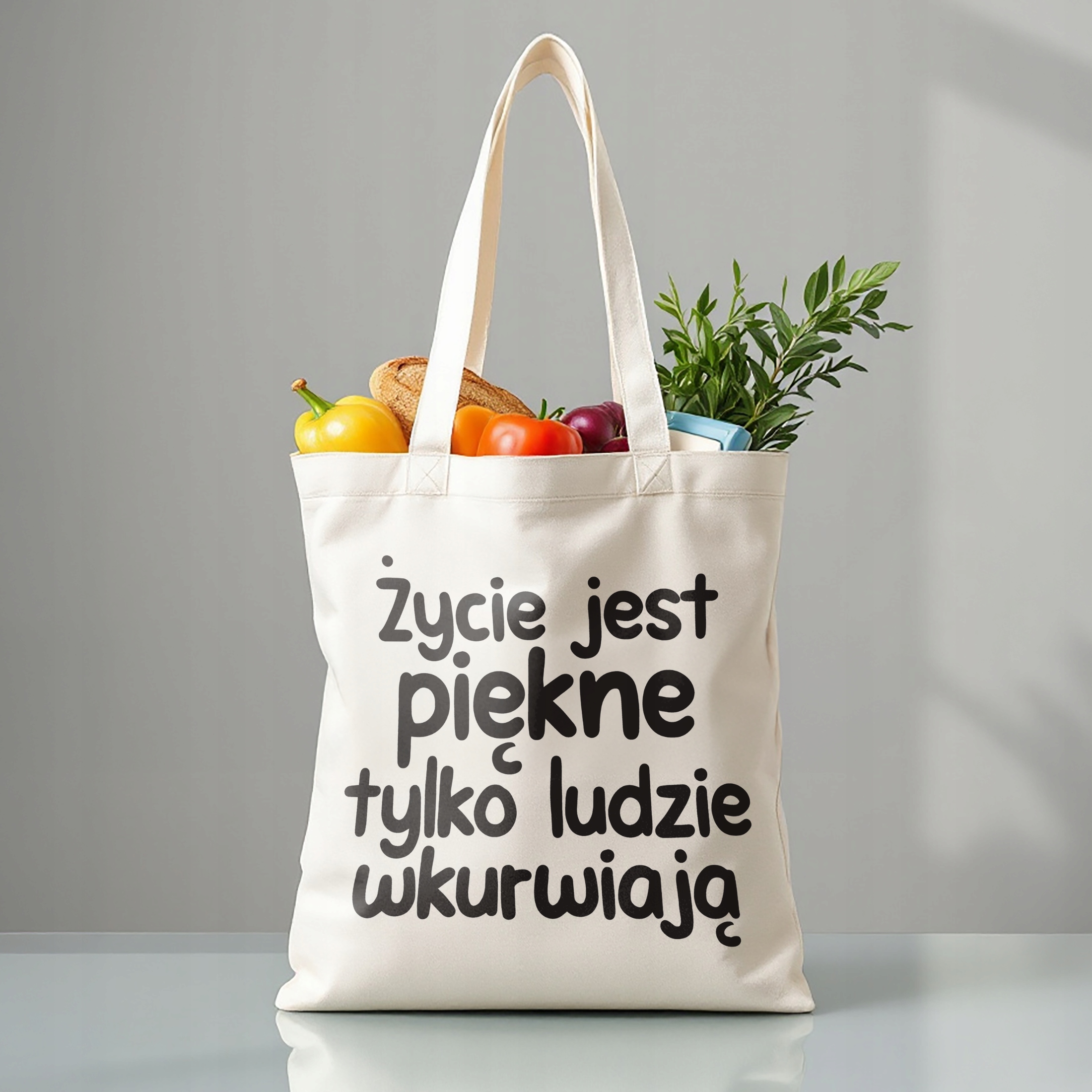 Torba bawełniana premium Życie Jest Piękne Zabawny Prezent