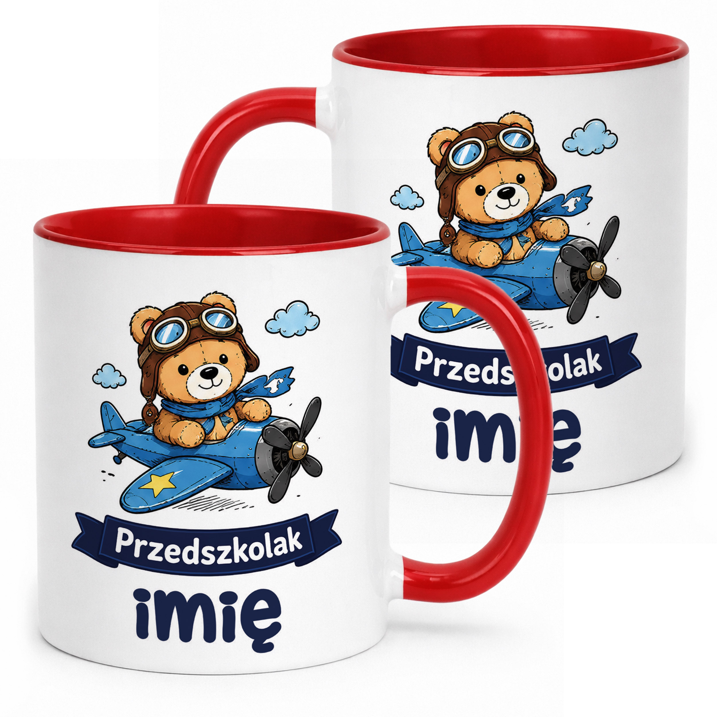 Kubek Czerwony z nadrukiem personalizowany Przedszkolak Szkoła Dla Dzieci