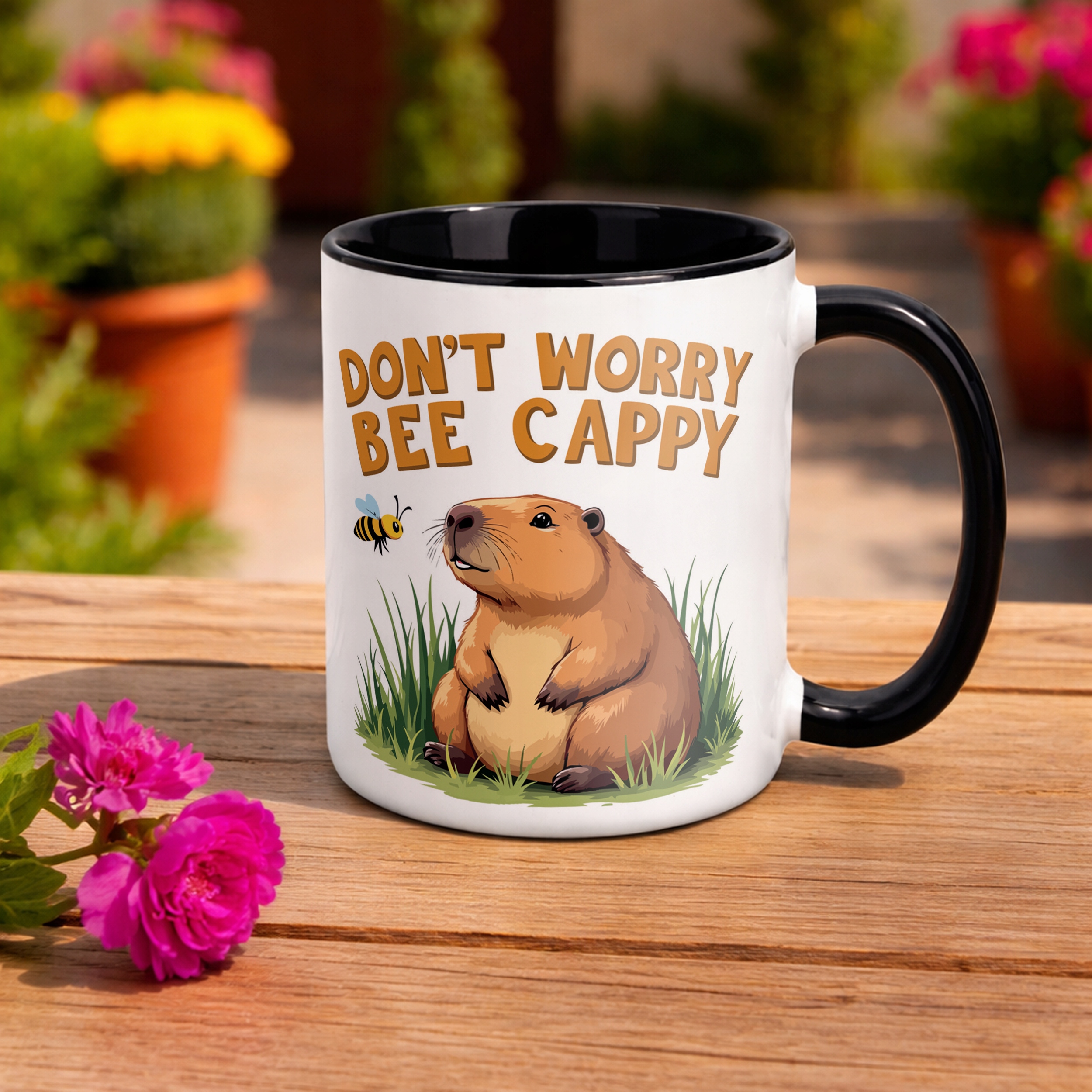 Kubek Czarny Kapibara Capybara Zwierzak Słodki Dla Dzieci Prezent