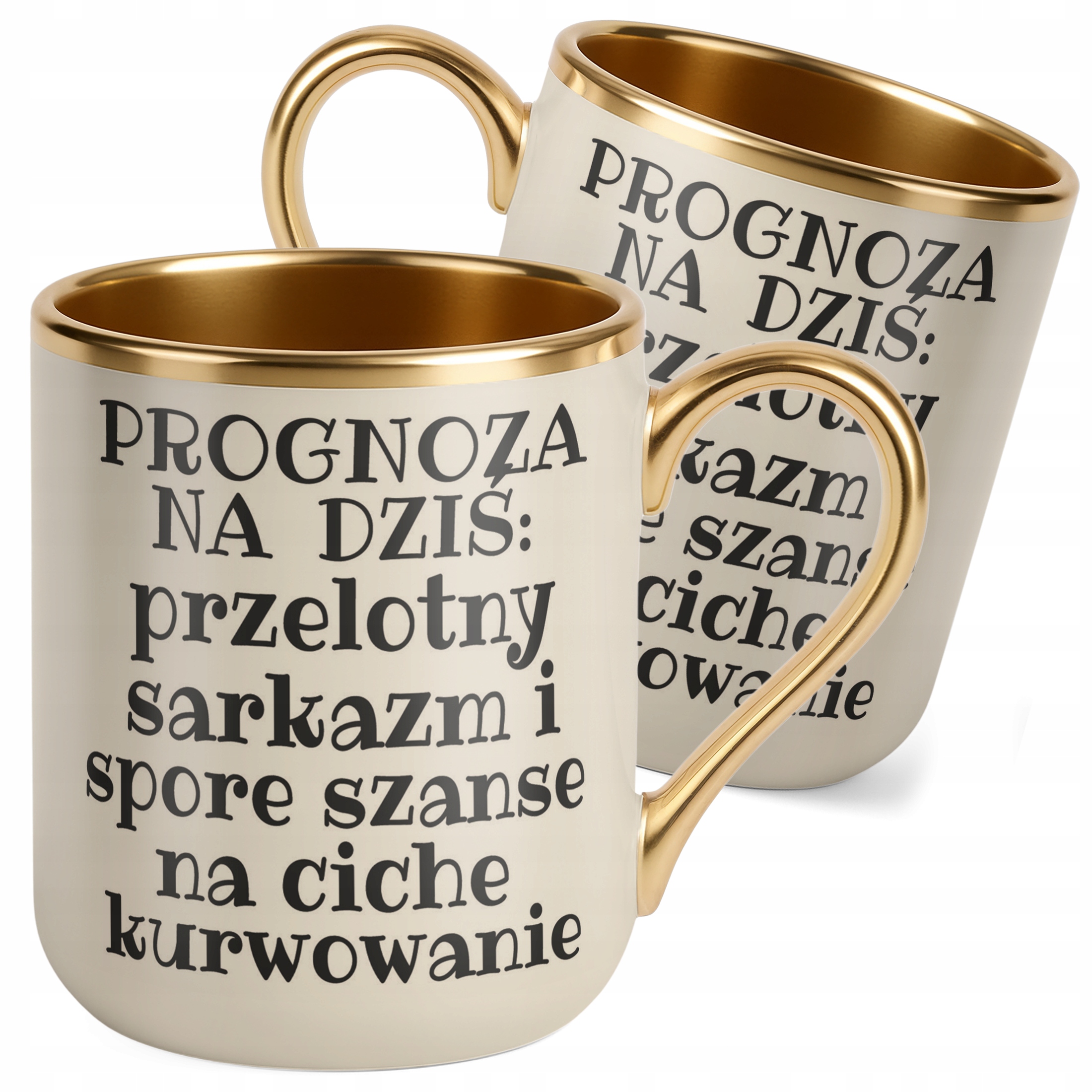 Kubek Premium Złoty Ecru Prognoza Na Dziś Sarkastyczny Zabawny Prezent