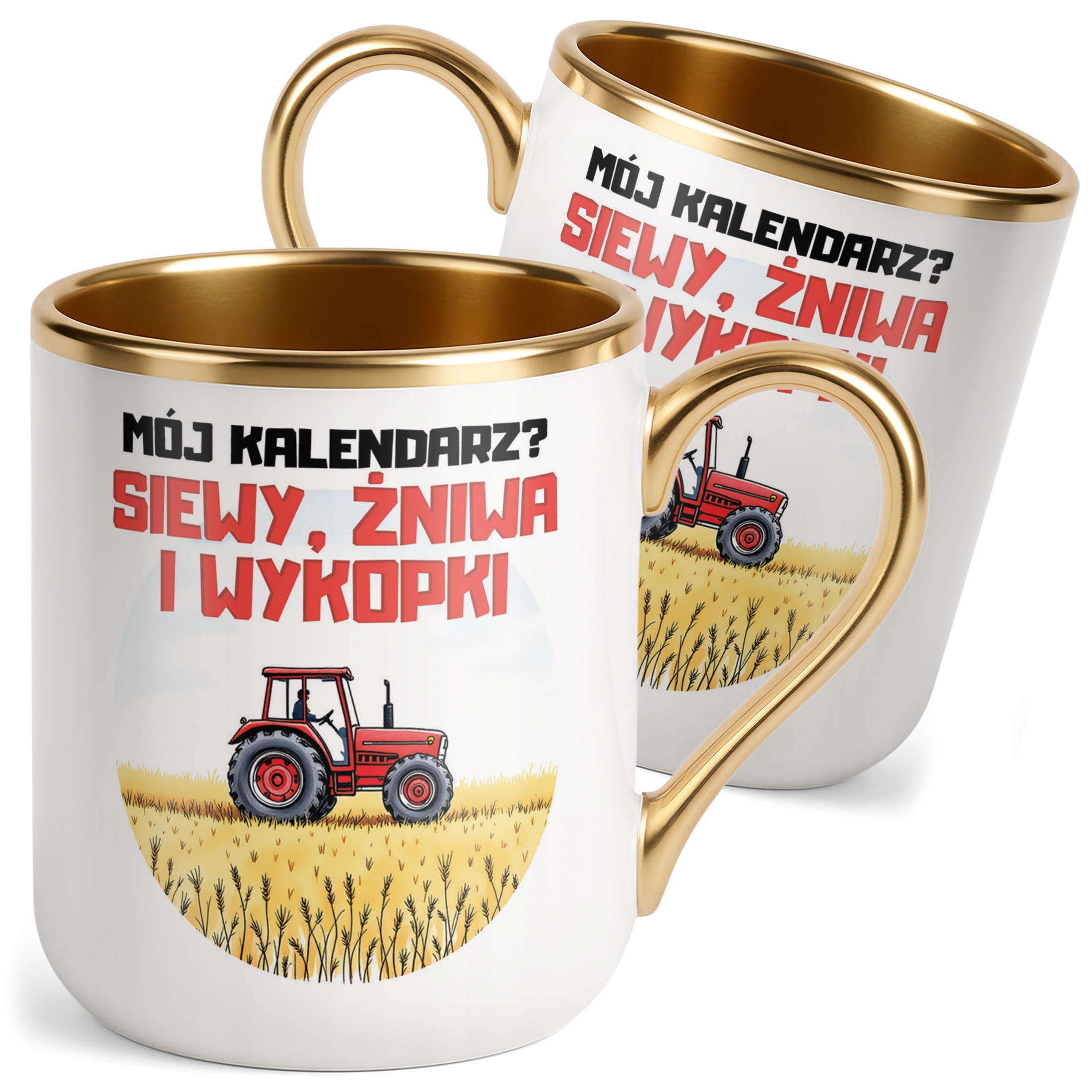 Kubek Premium Złoty Rolnik Dla Rolnika Traktor Zabawny Prezent