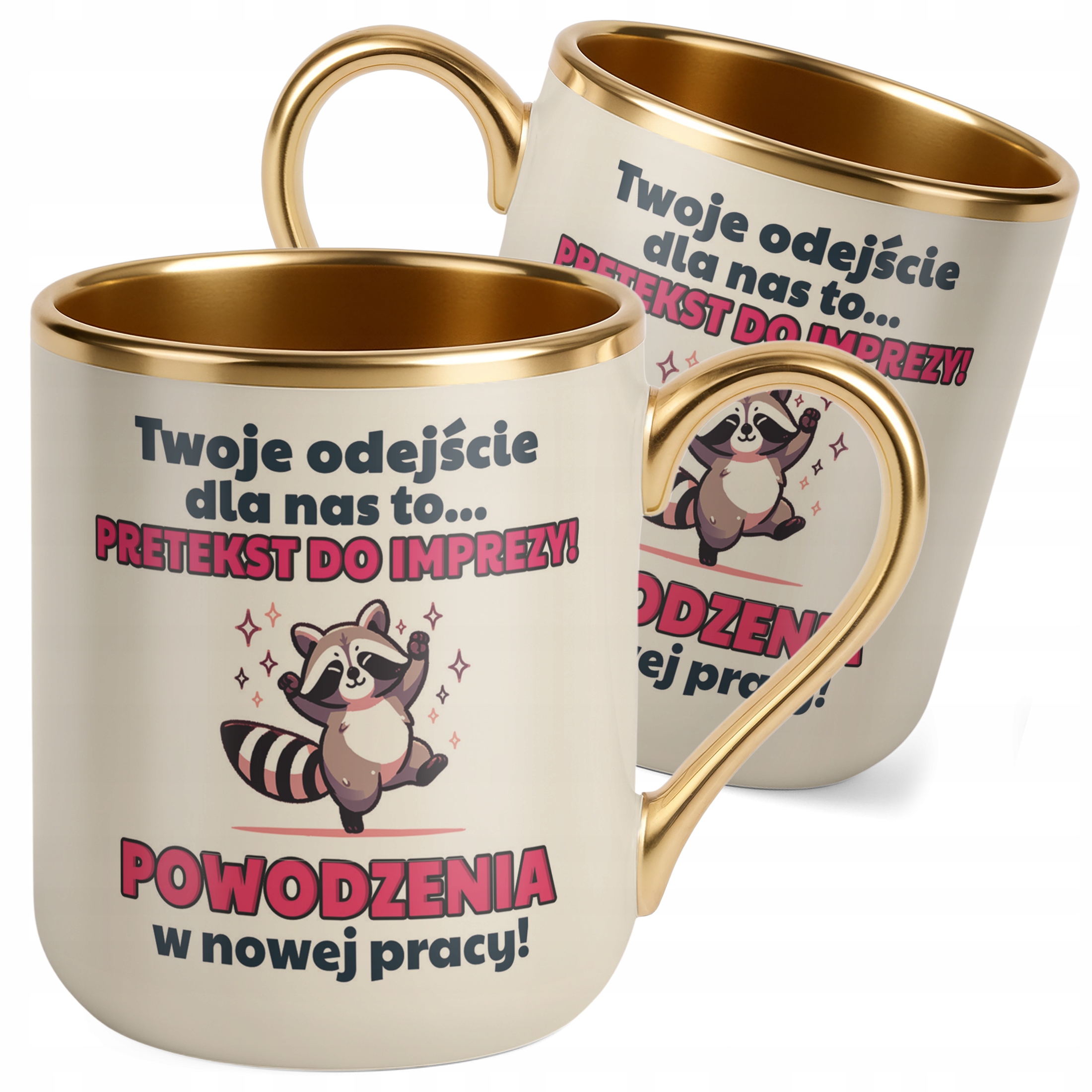 Kubek Premium Złoty Ecru Pożeganie Odejście z Pracy Prezent Upominek
