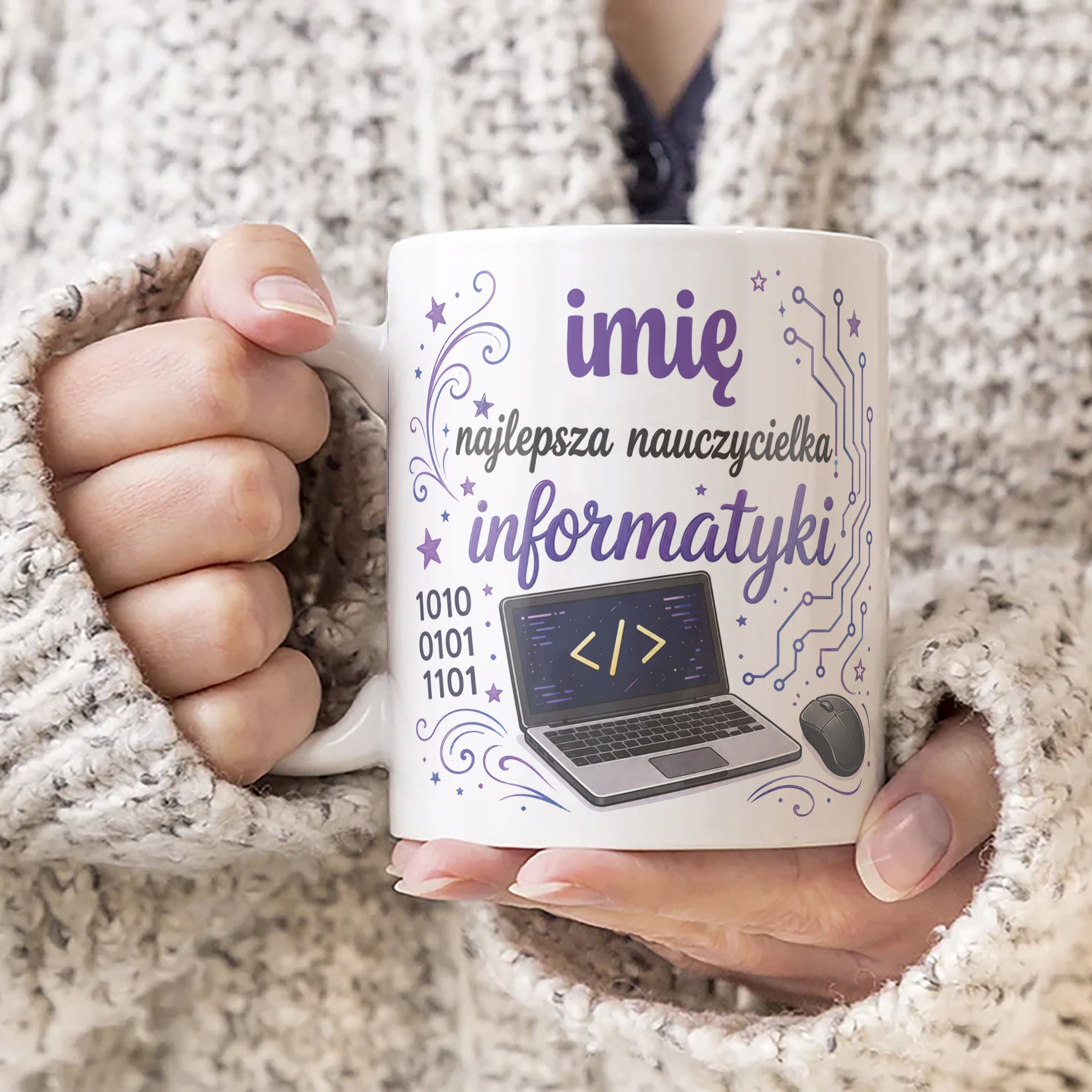 Kubek z Imieniem Dzień Nauczyciela Zakończenie Roku Informatyka Prezent