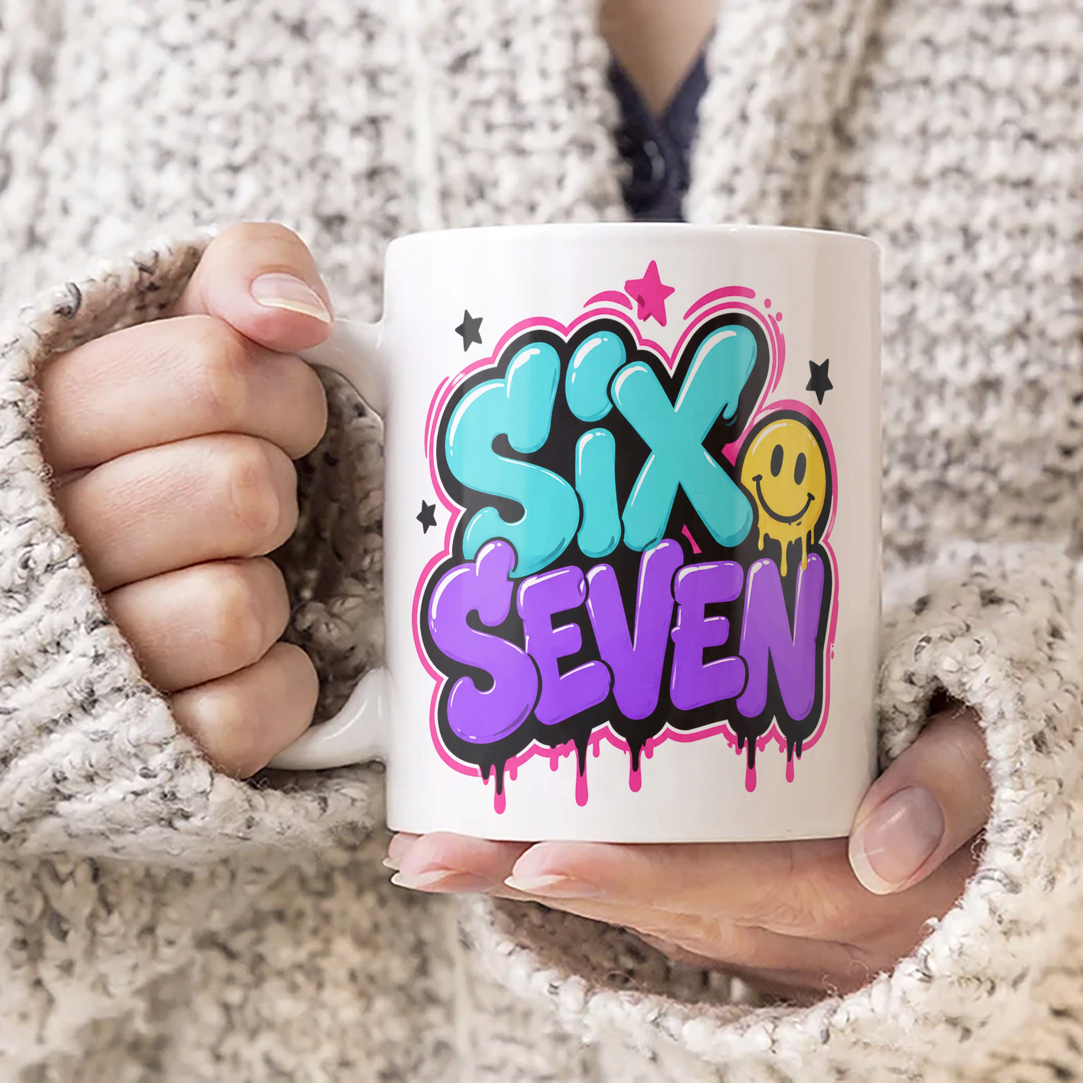 Zestaw Kubek Biały Poduszka Z Nadrukiem SIX SEVEN Prezent