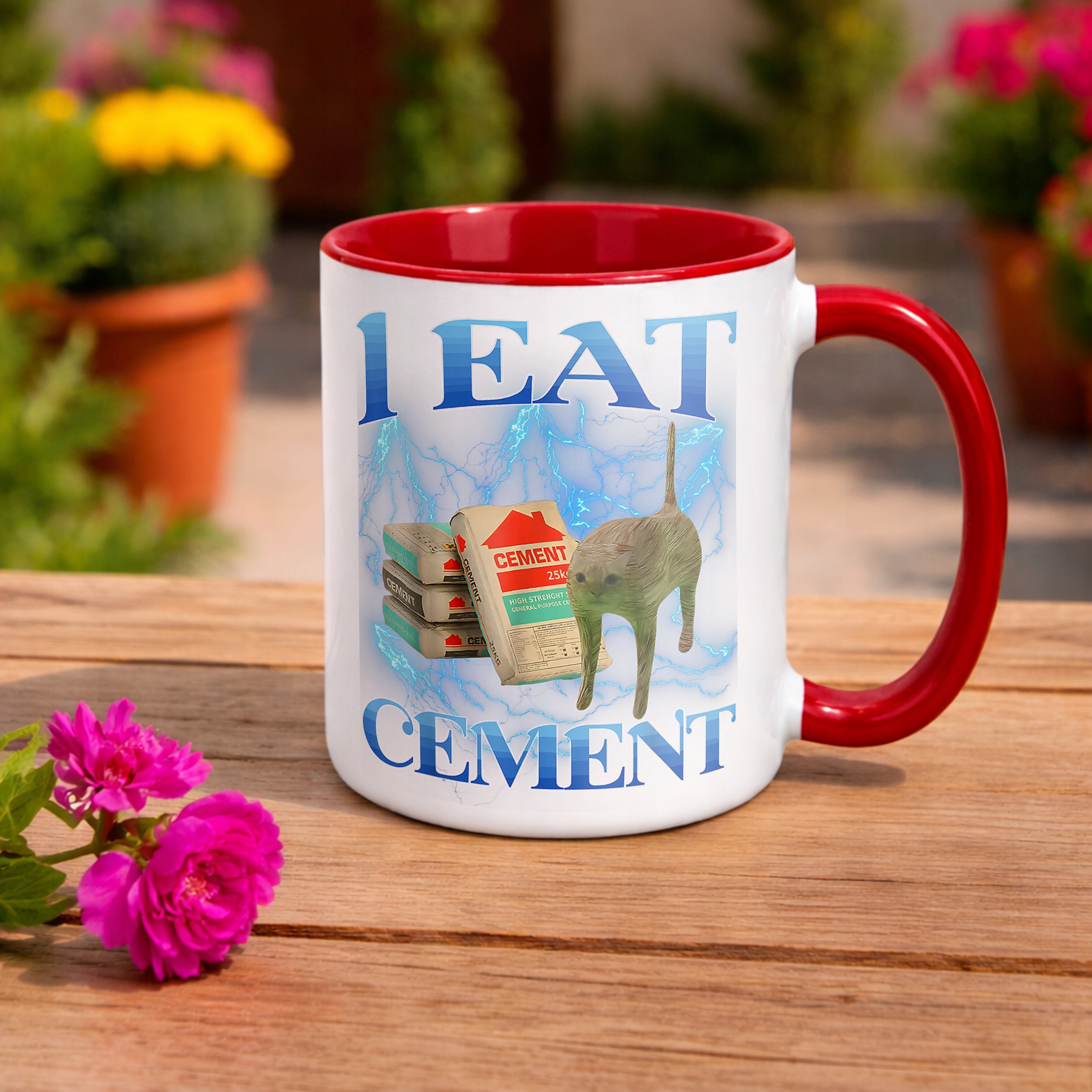 Kubek ceramiczny I Eat Cement viral tiktok brainrot mem