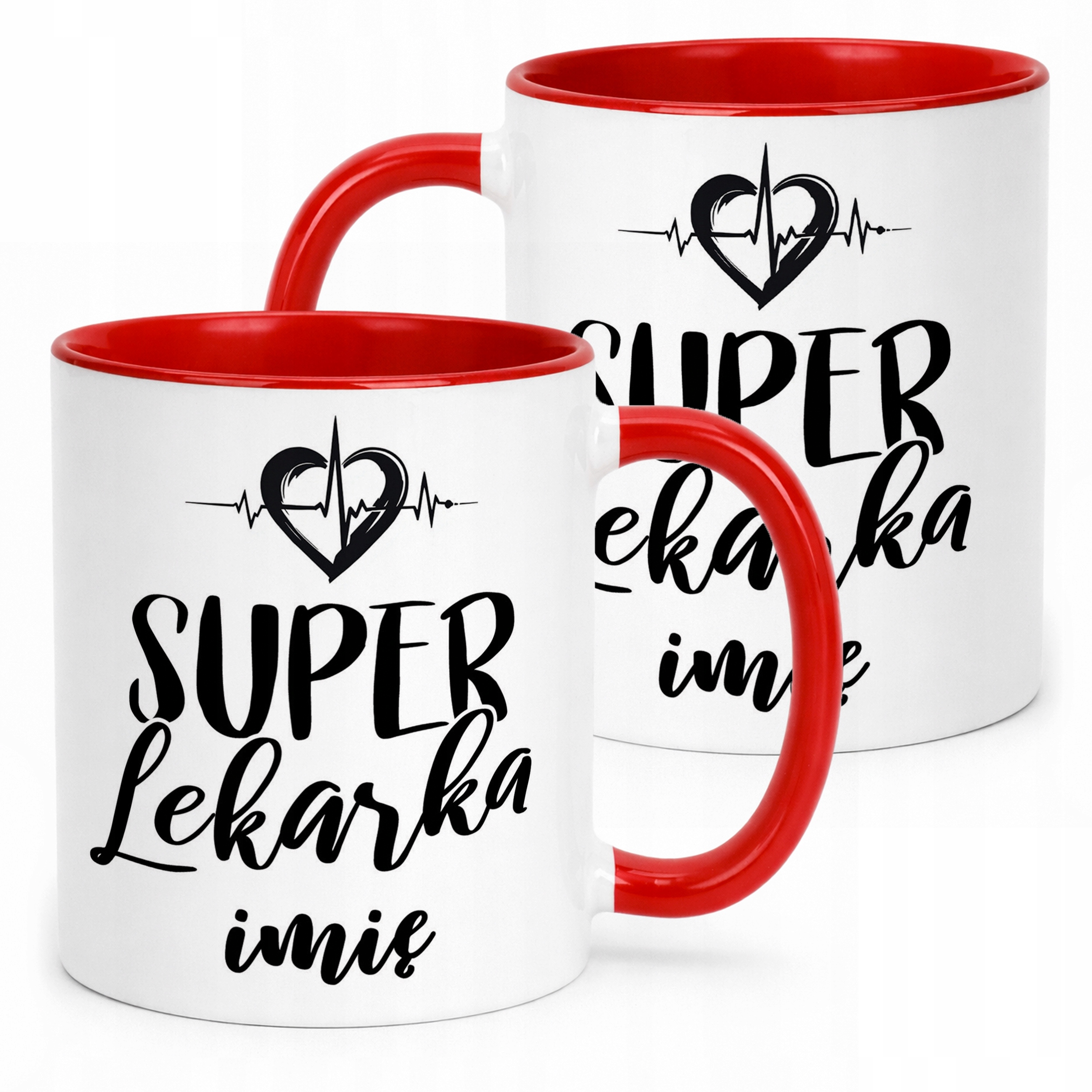 Kubek Czerwony Personalizowany Super Lekarka Prezent Upominek