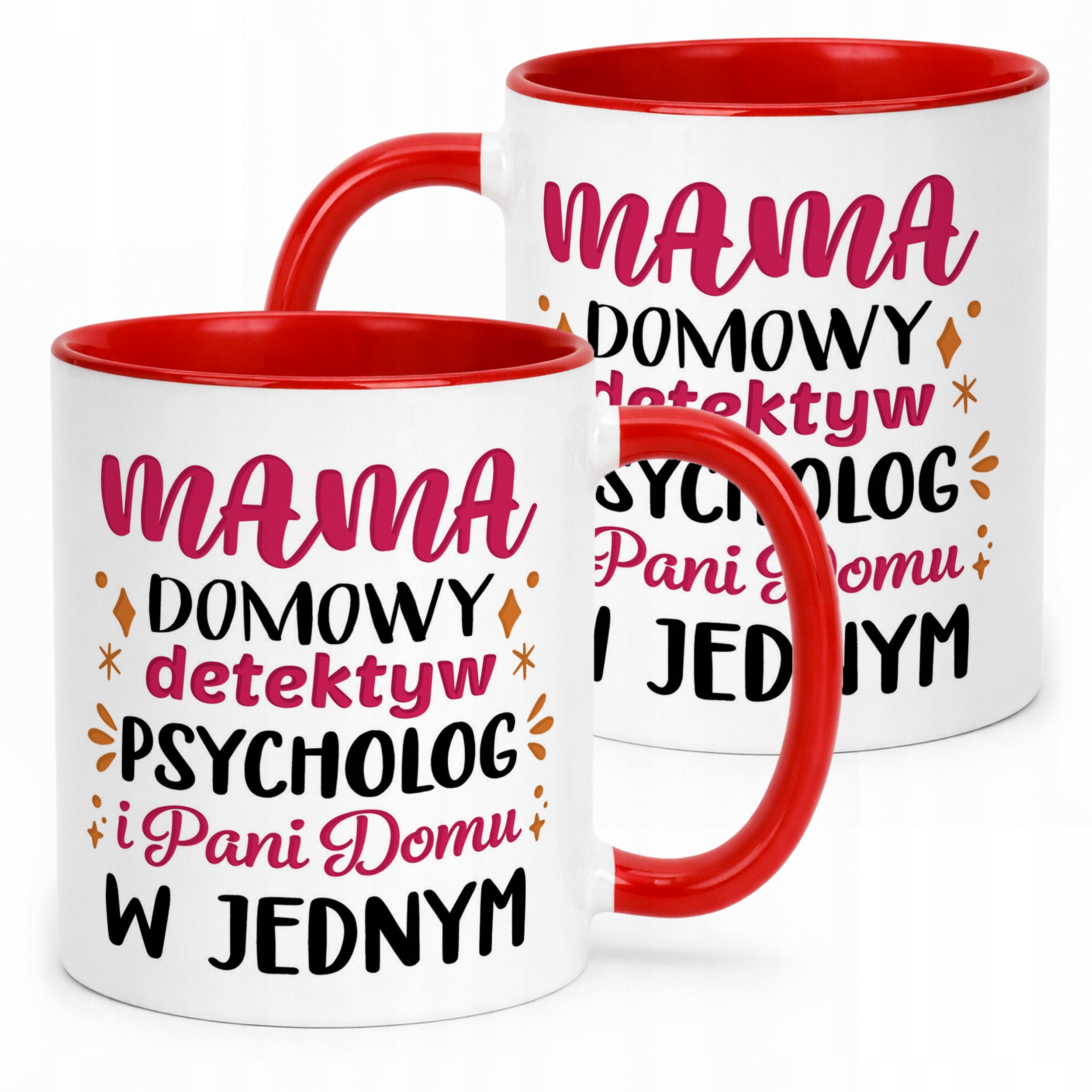 Kubek Czerwony Dzień Matki Dla Mamy Prezent Domowy Detektyw Psycholog