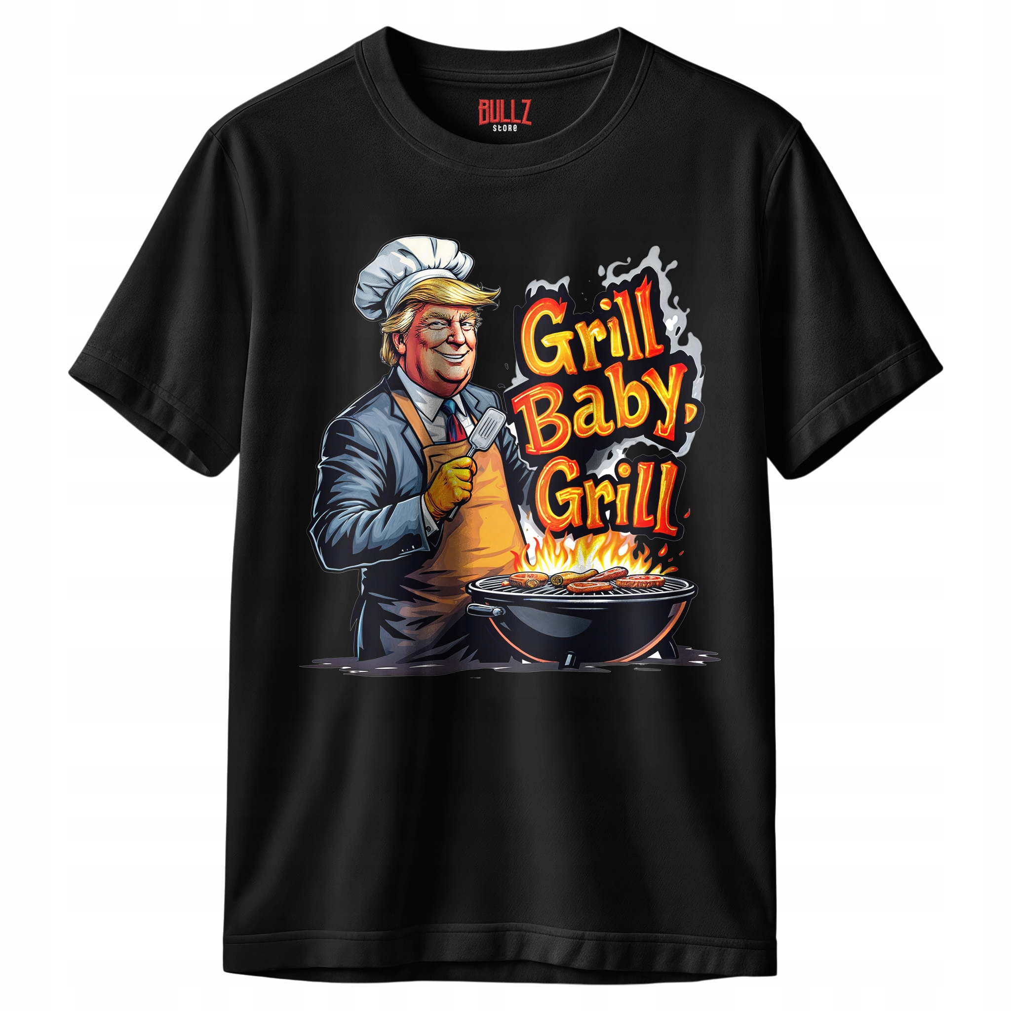 Koszulka czarna męska Grill Baby Grill Trump Zabawny Prezent